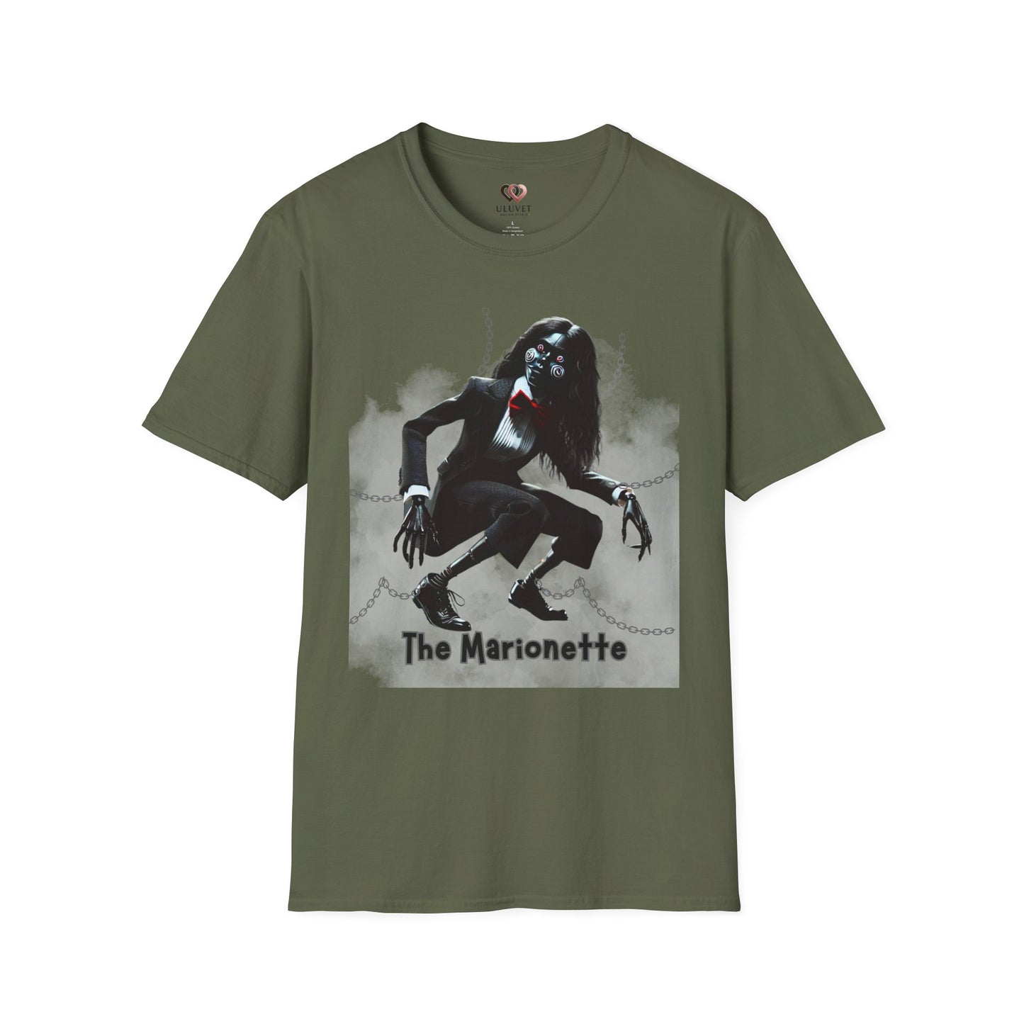 The Marionette Unisex Softstyle T-Shirt | Spooky Halloween Tee, Horror Clothing, Unique Graphic Shirt, Gift for Horror Lovers