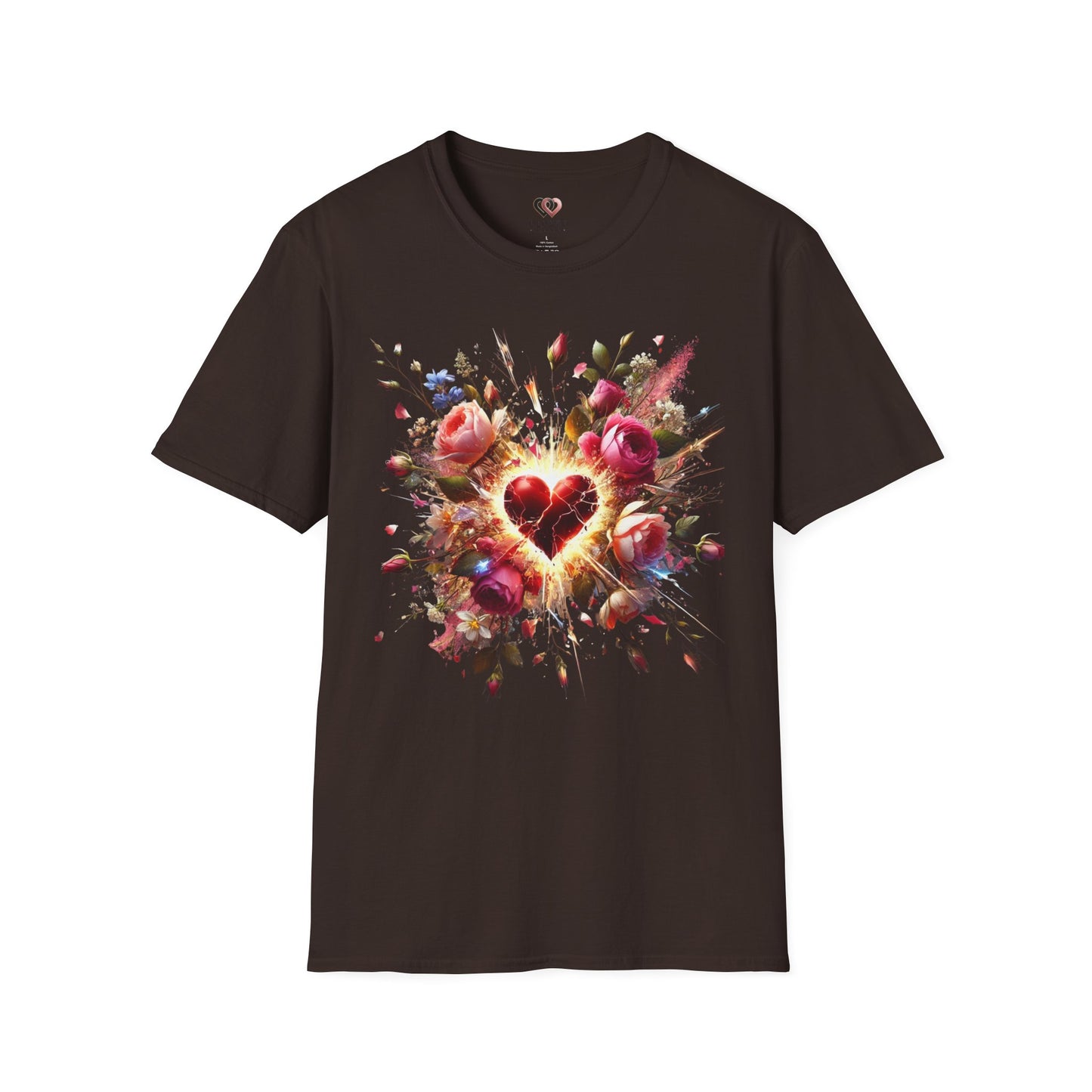 Romantic Floral Heart T-Shirt | Gift for Her | Valentine's Day, Anniversary, Casual Wear, Softstyle Tee, Perfect for Love