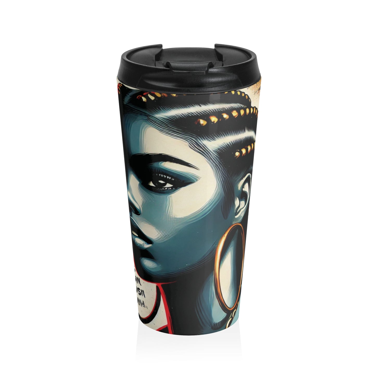Afro Street Art Portrait Travel Mug | Urban Graffiti Stars Stainless Steel Tumbler