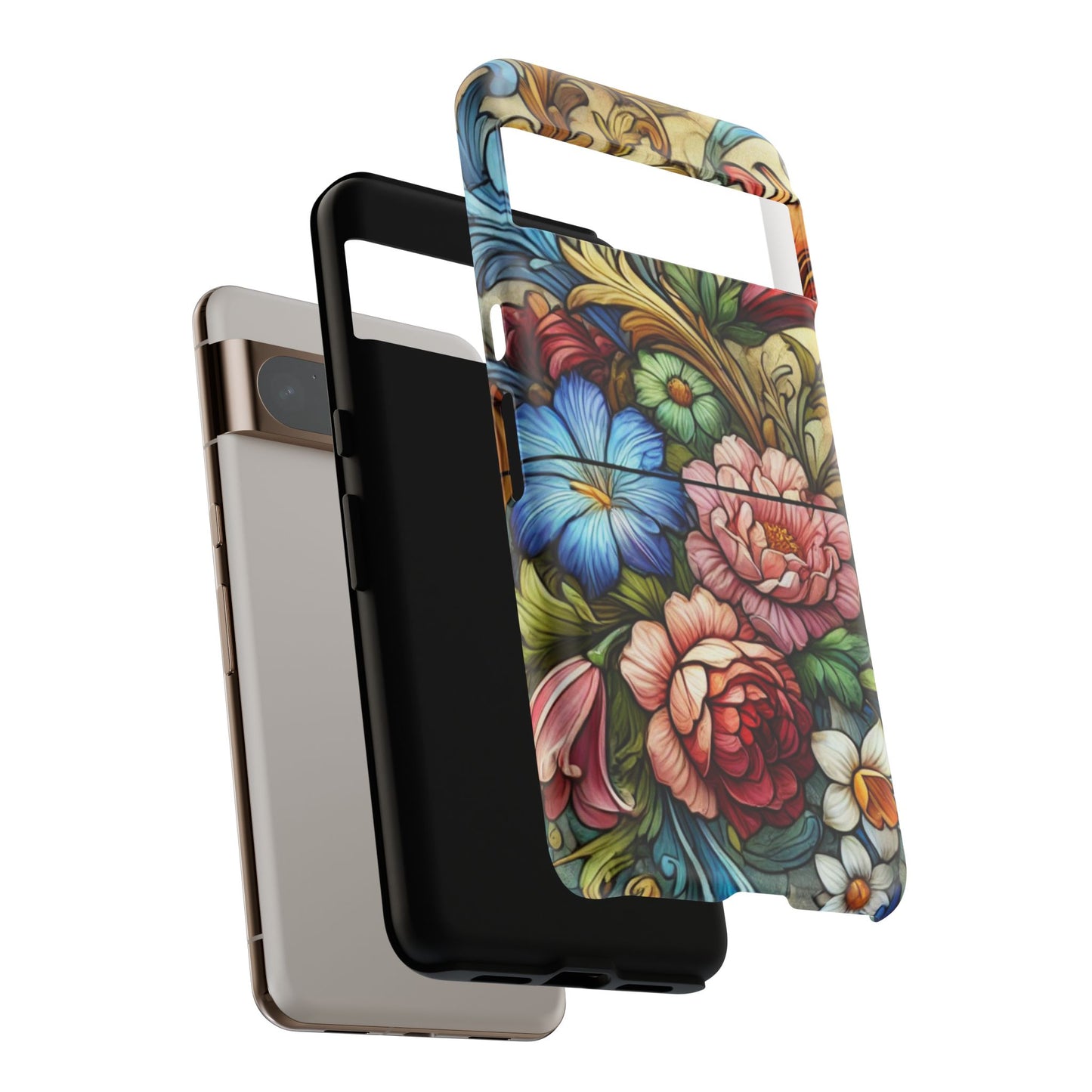 Floral Phone Case, Tough Cases with Colorful Floral Design, Gift for Her, Elegant Phone Cover, Spring Vibes, Unique Design