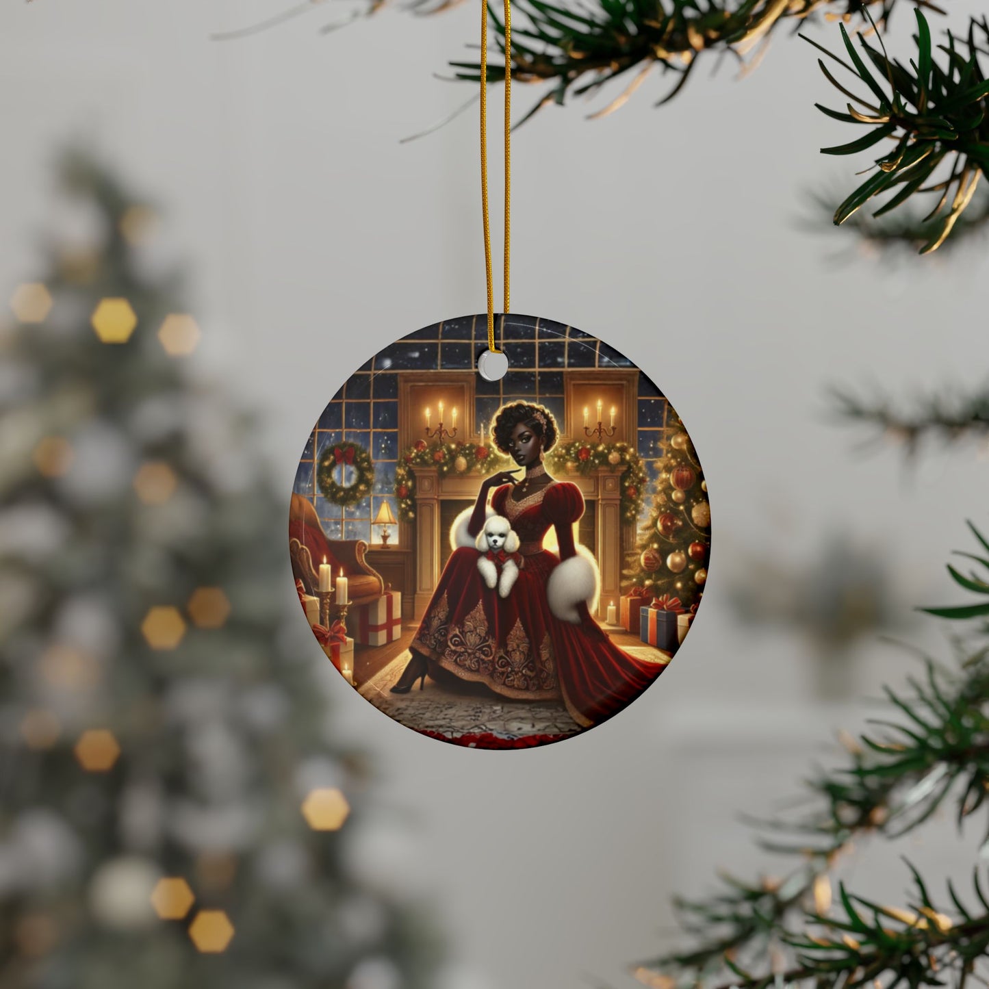 Ceramic Holiday Ornaments, Festive Decor, Christmas Gifts, Tree Decorations, 2-Sided Print, Holiday Keepsakes, Home Decor