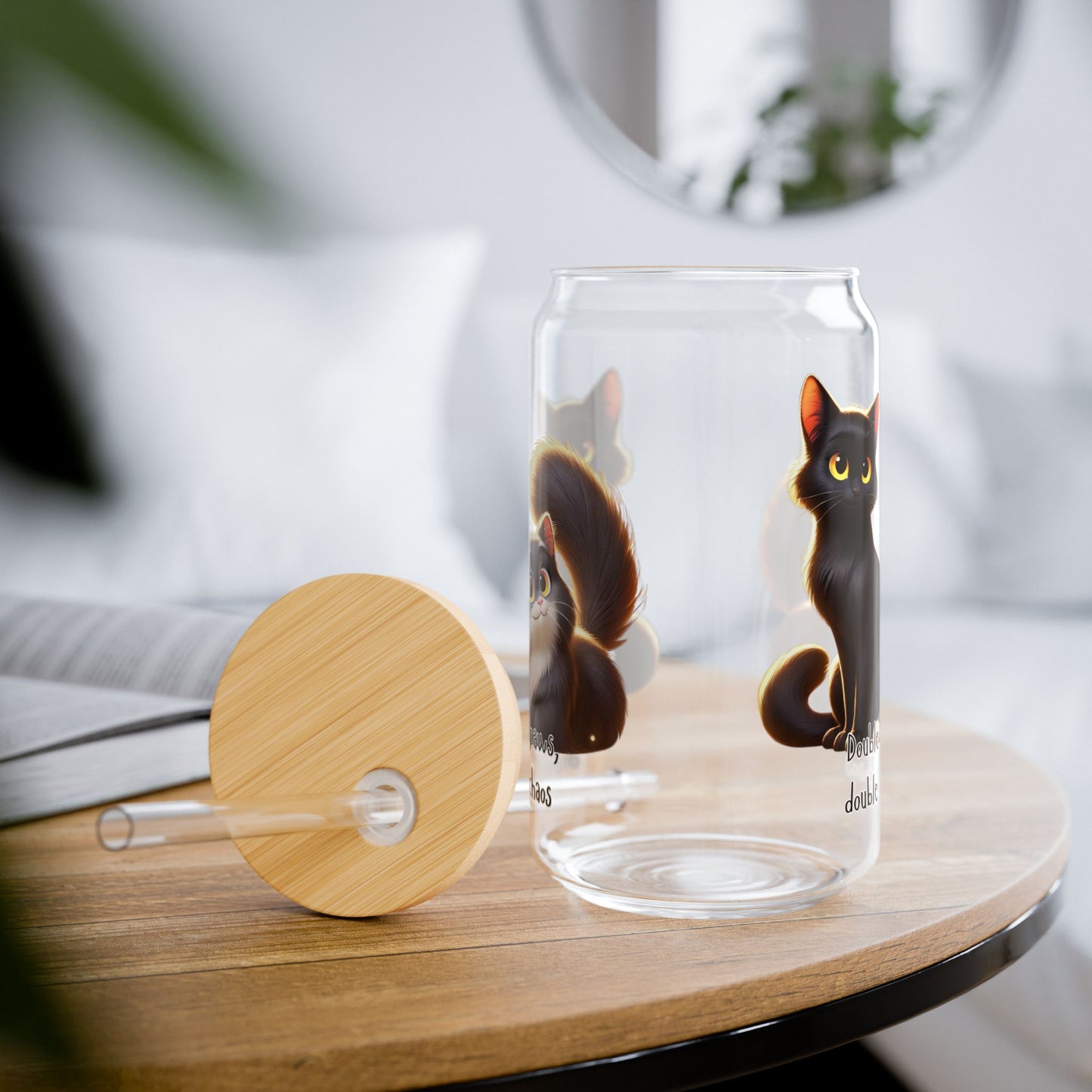 Adorable Cat-Themed Sipper Glass, Perfect for Pet Lovers, Gifts for Cat Owners, Unique Drinkware, Cute Kitchen Decor, Fun Cat Gifts