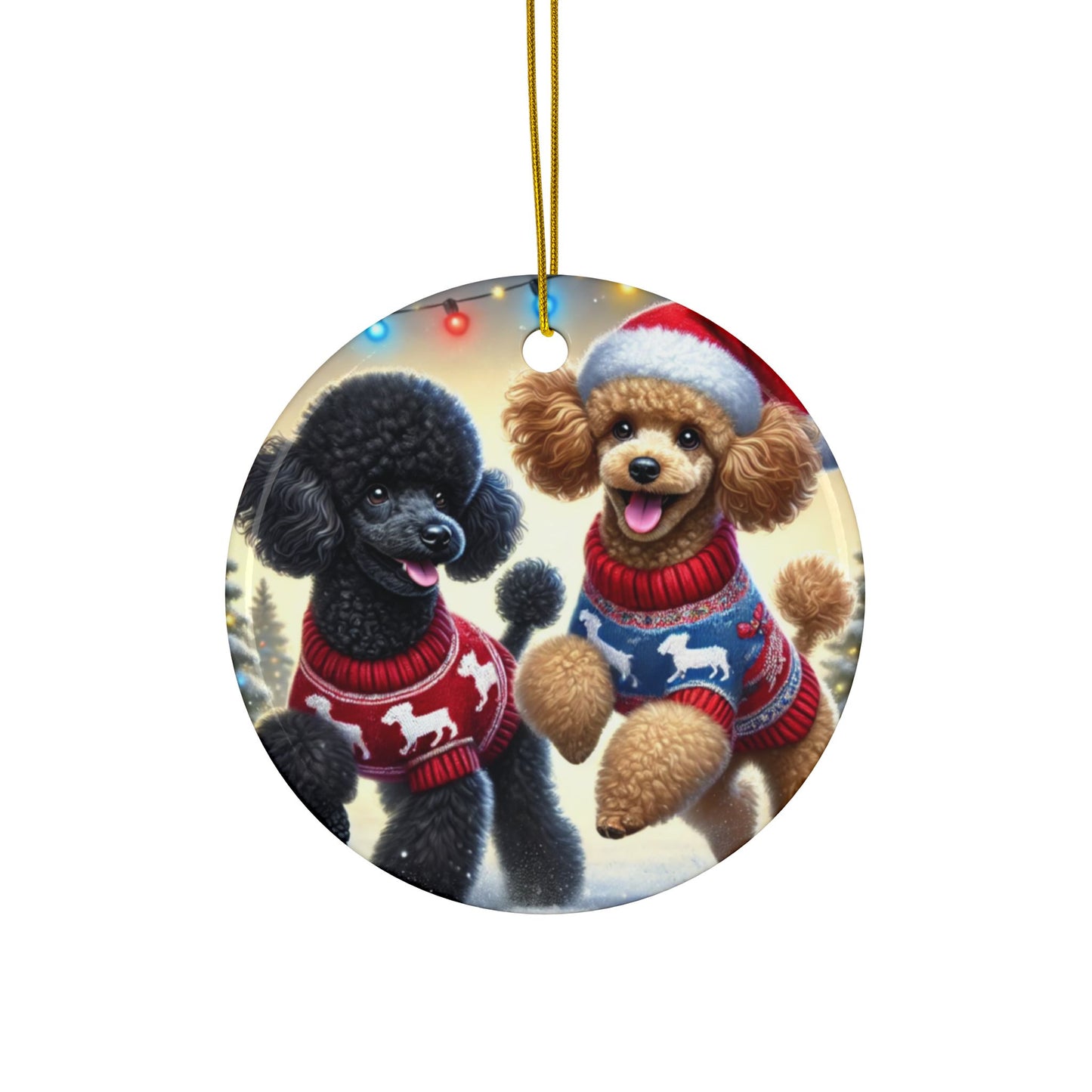 Festive Ceramic Dog Ornaments - 2-Sided Print for Holiday Cheer