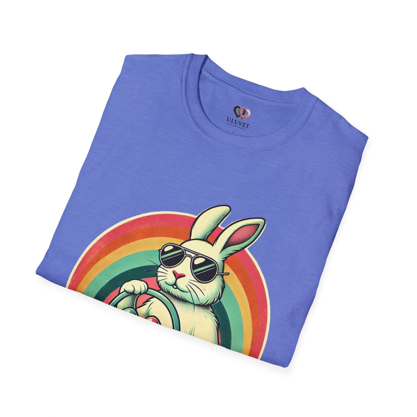 Retro Bunny Easter T-Shirt, Cute Rabbit Graphic Tee for Spring Celebrations, Unisex Softstyle Shirt, Perfect for Easter and Brunch, Fun Gift