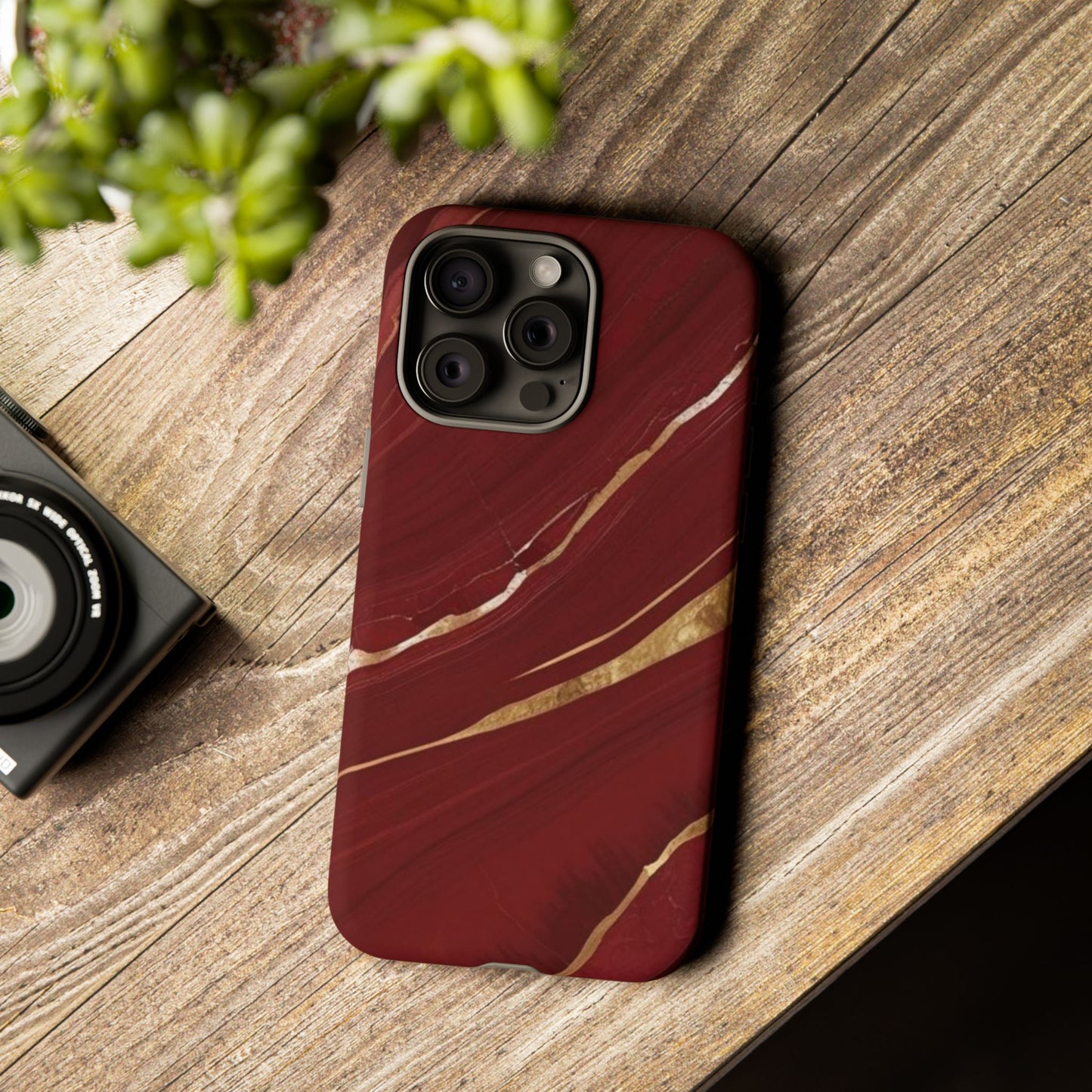 Elegant Red Marble Phone Case - Tough Cases, Stylish Phone Cover, Gift for Her, Luxe Cellphone Protection, Modern Accessories
