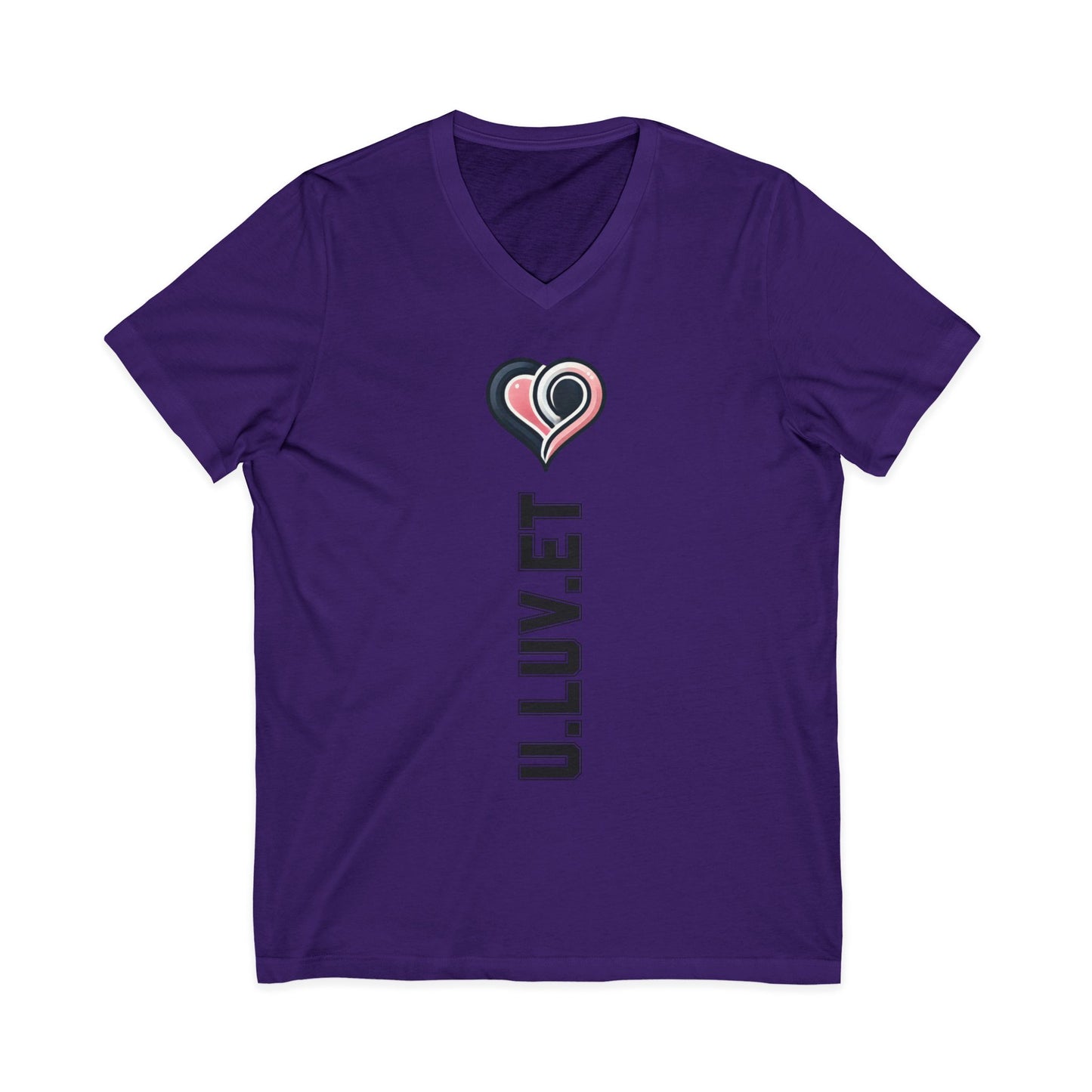 Heartfelt Love V-Neck Tee | Unisex Jersey Short Sleeve Shirt | Perfect for Valentine's, Anniversaries, Casual Wear, Gifts