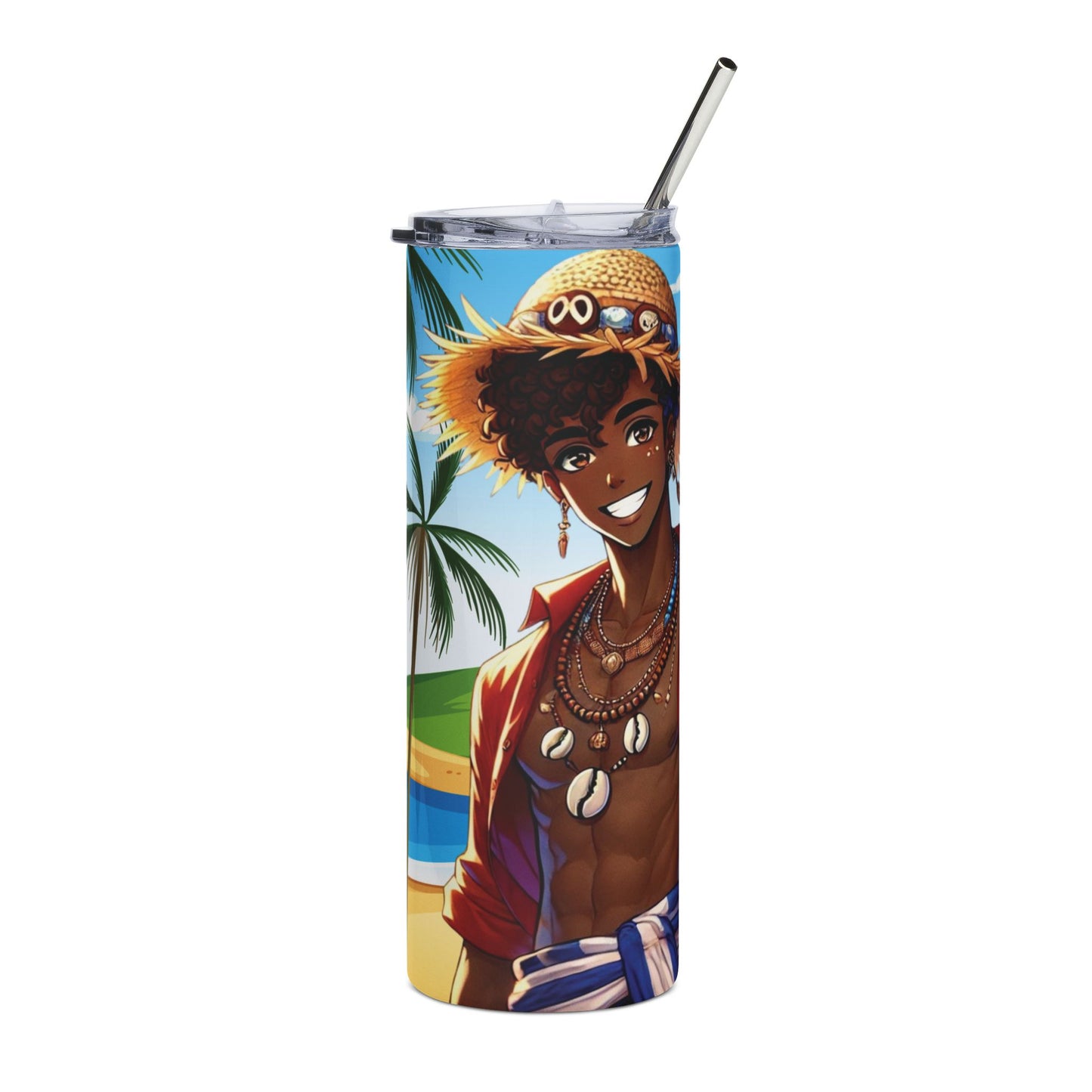 20oz Stainless Tumbler — Tropical Beach Guy Design