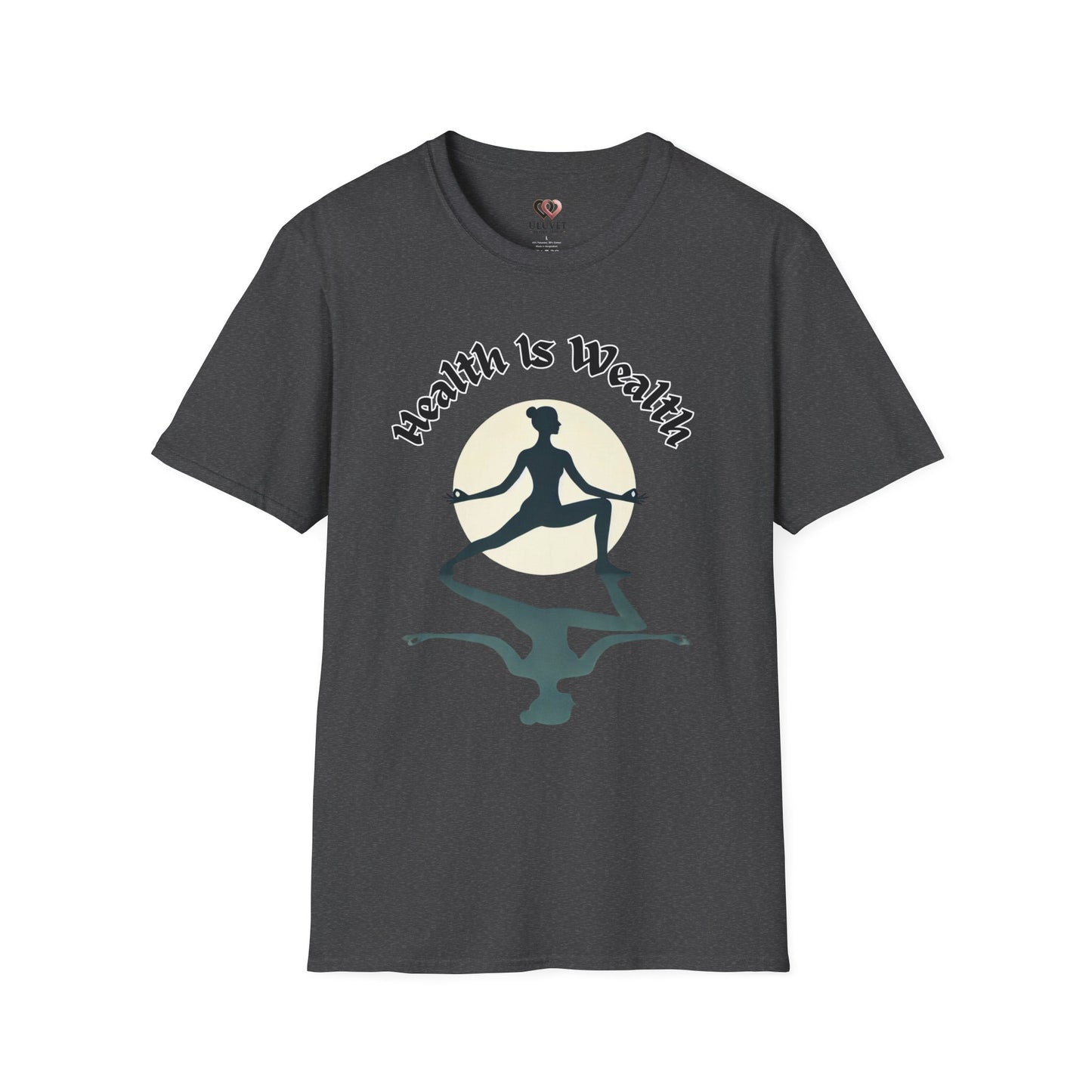 Mindfulness T-Shirt: Health Is Wealth, Yoga Apparel, Unisex Yoga Shirt, Wellness Gift, Motivational Tee, Self-Care Clothing
