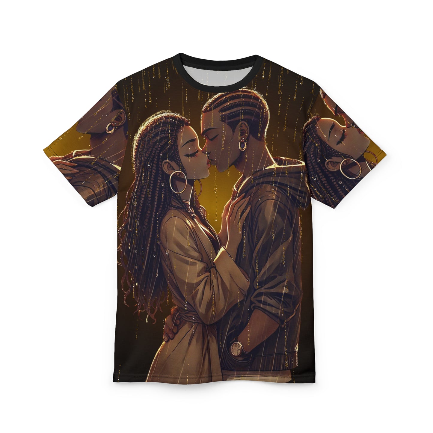 Romantic Couple Kiss Tee - All-Over Print Urban Love Shirt