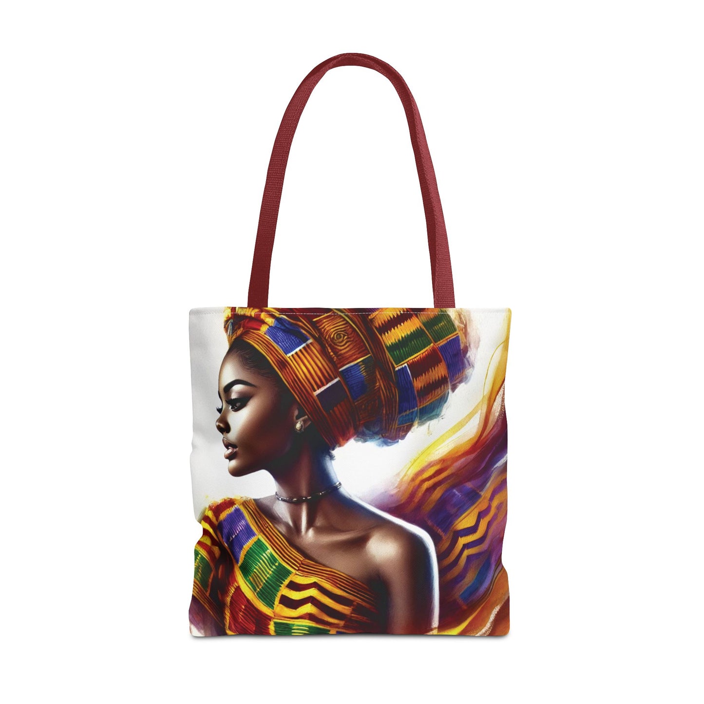 African Queen Portrait Tote Bag | Kente Headwrap Art