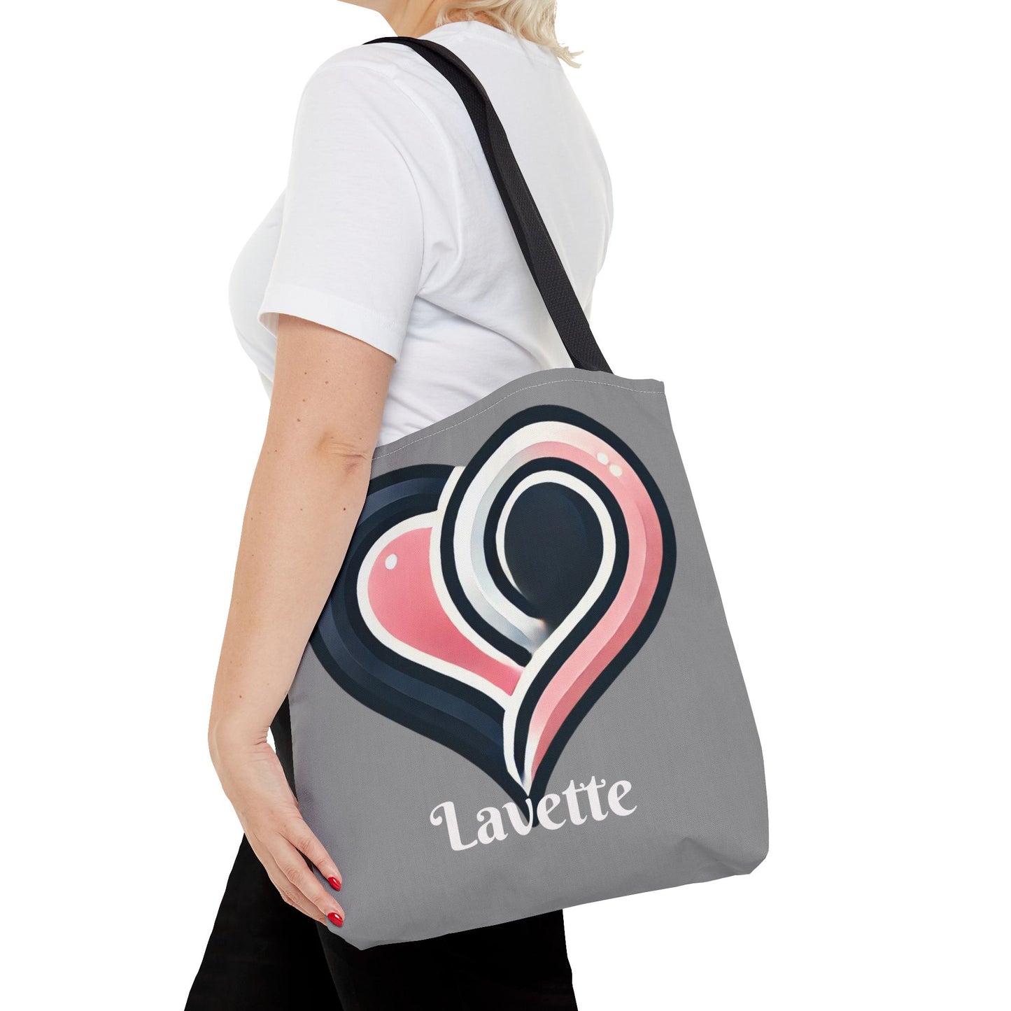 Abstract Heart Tote Bag. Pink & Navy Love Art Tote