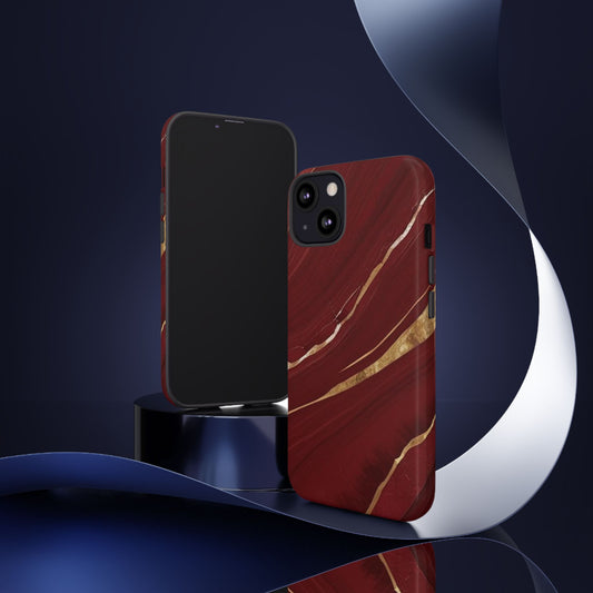 Elegant Red Marble Phone Case - Tough Cases, Stylish Phone Cover, Gift for Her, Luxe Cellphone Protection, Modern Accessories