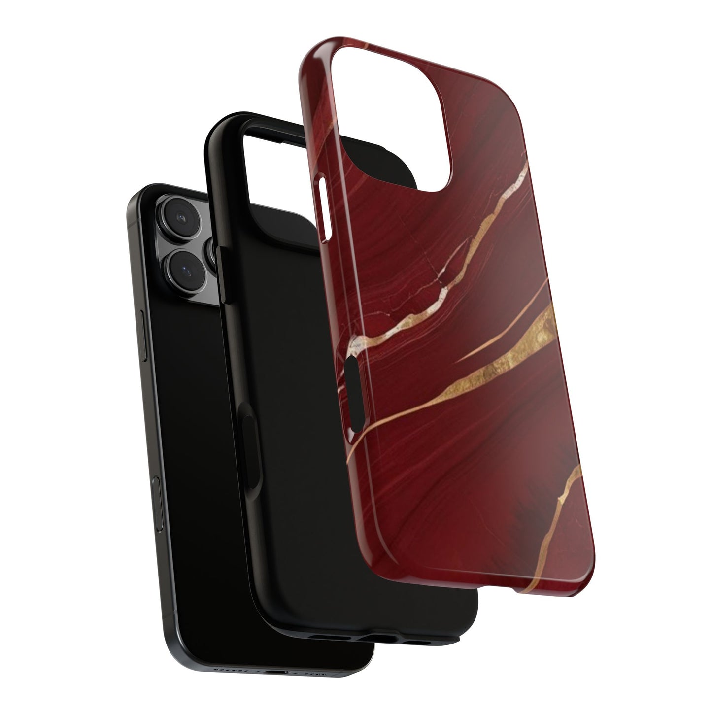 Elegant Red Marble Phone Case - Tough Cases, Stylish Phone Cover, Gift for Her, Luxe Cellphone Protection, Modern Accessories