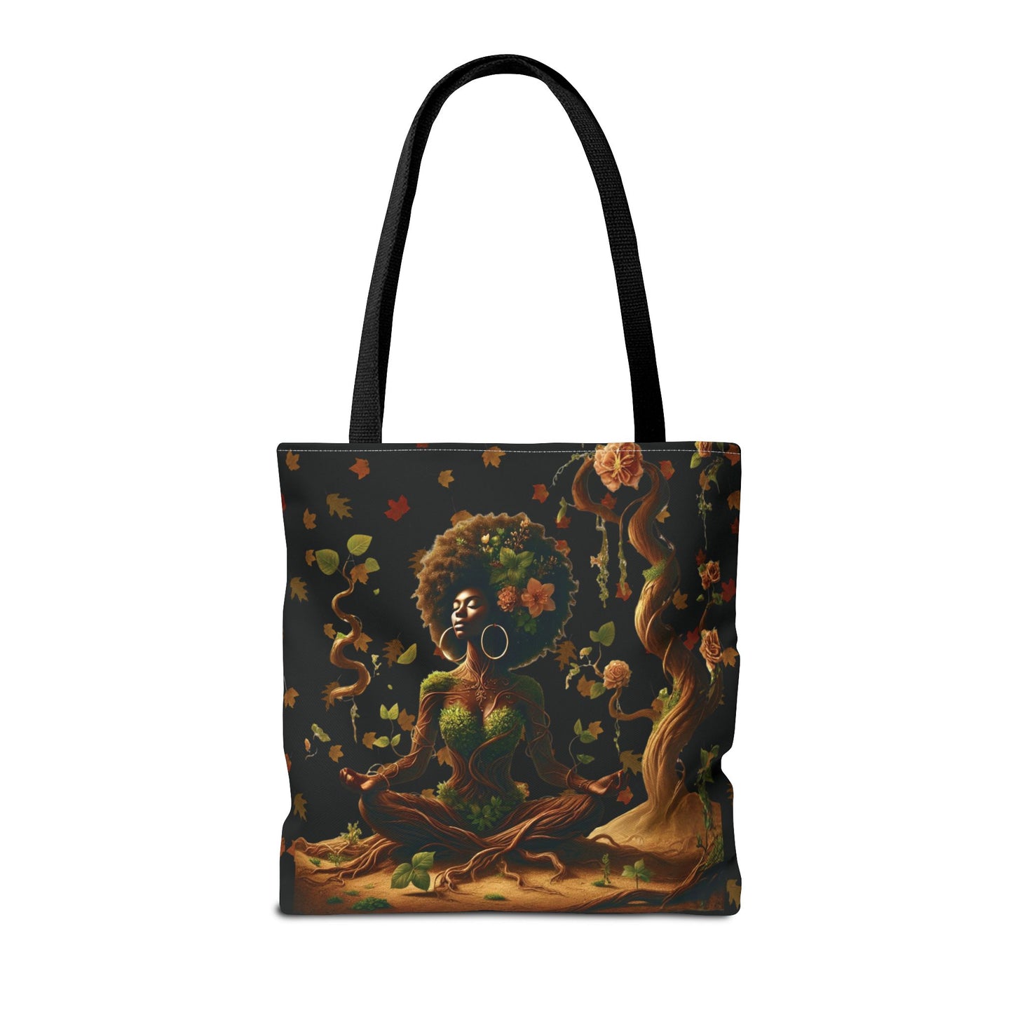 Afro Goddess Meditation Tote Bag | Botanical Meditation Artwork