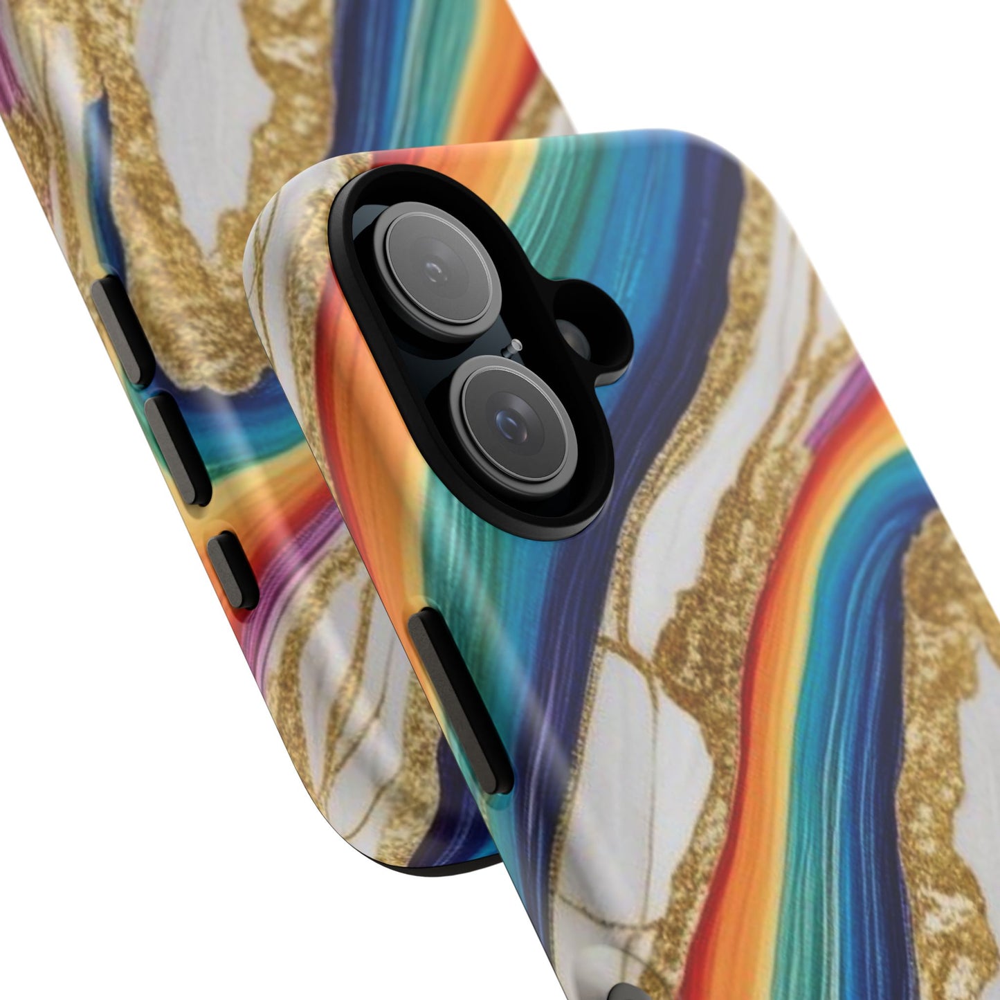 Colorful Marble Phone Case with Rainbow Design, Tough Phone Cover, Customizable Gift, Trendy Cell Accessories, Unique Style