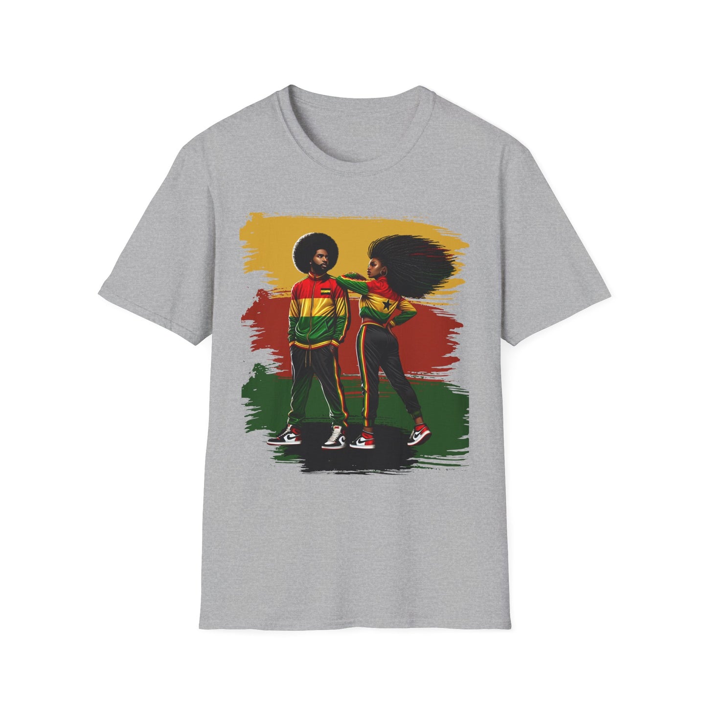 Afro Retro Couple T-Shirt — Rasta Colors Urban Pride Tee