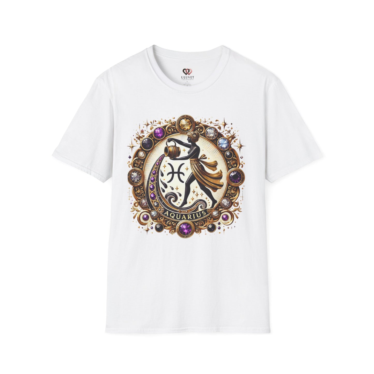 Aquarius Zodiac Softstyle Tee for Astrology Lovers, Unisex Horoscope Shirt, Astrology Gift, Birthday Apparel, Celestial Wear