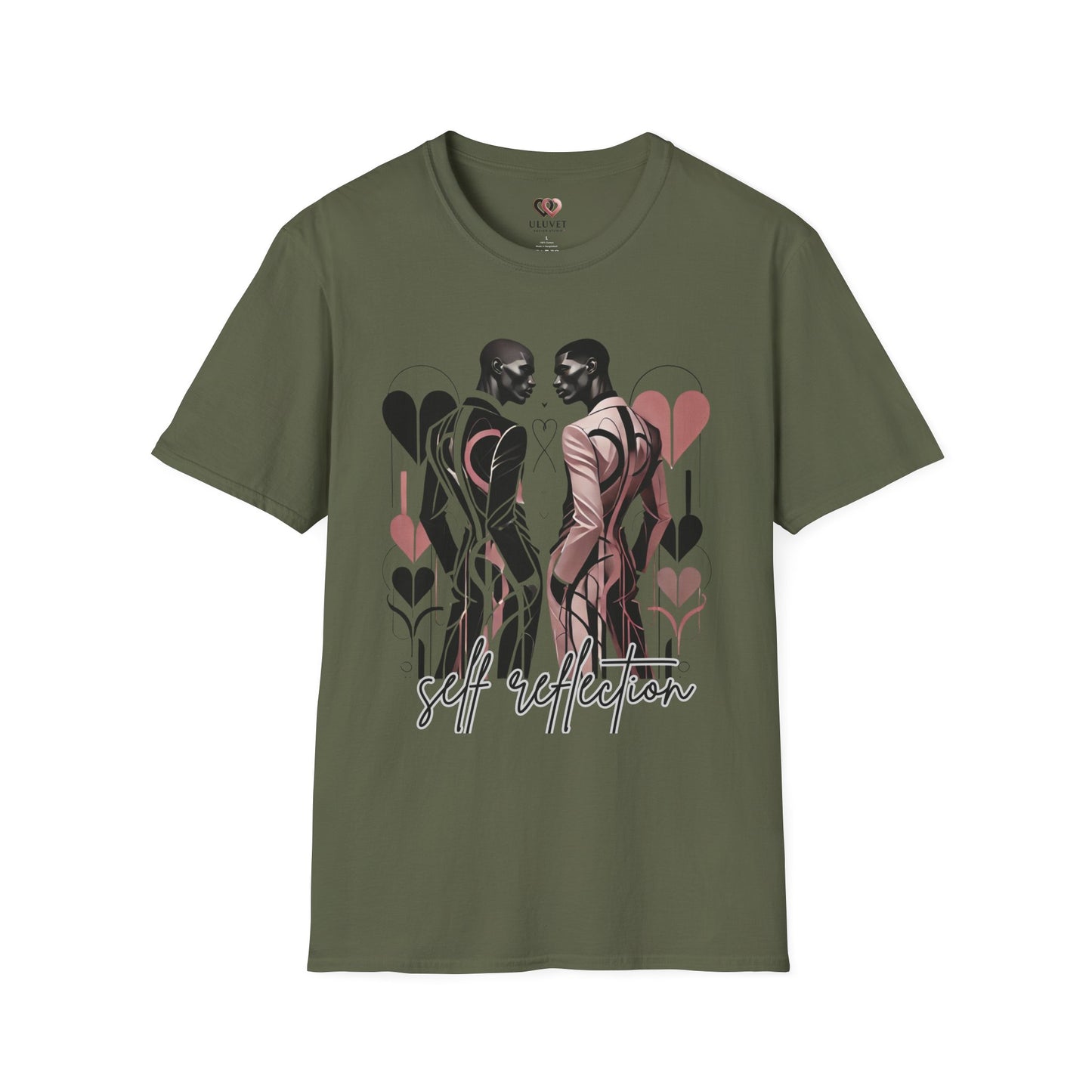 Self-Reflection Unisex Softstyle T-Shirt, Artistic Graphic Tee, Gift for Artists, Casual Everyday Wear, Love Yourself Shirt