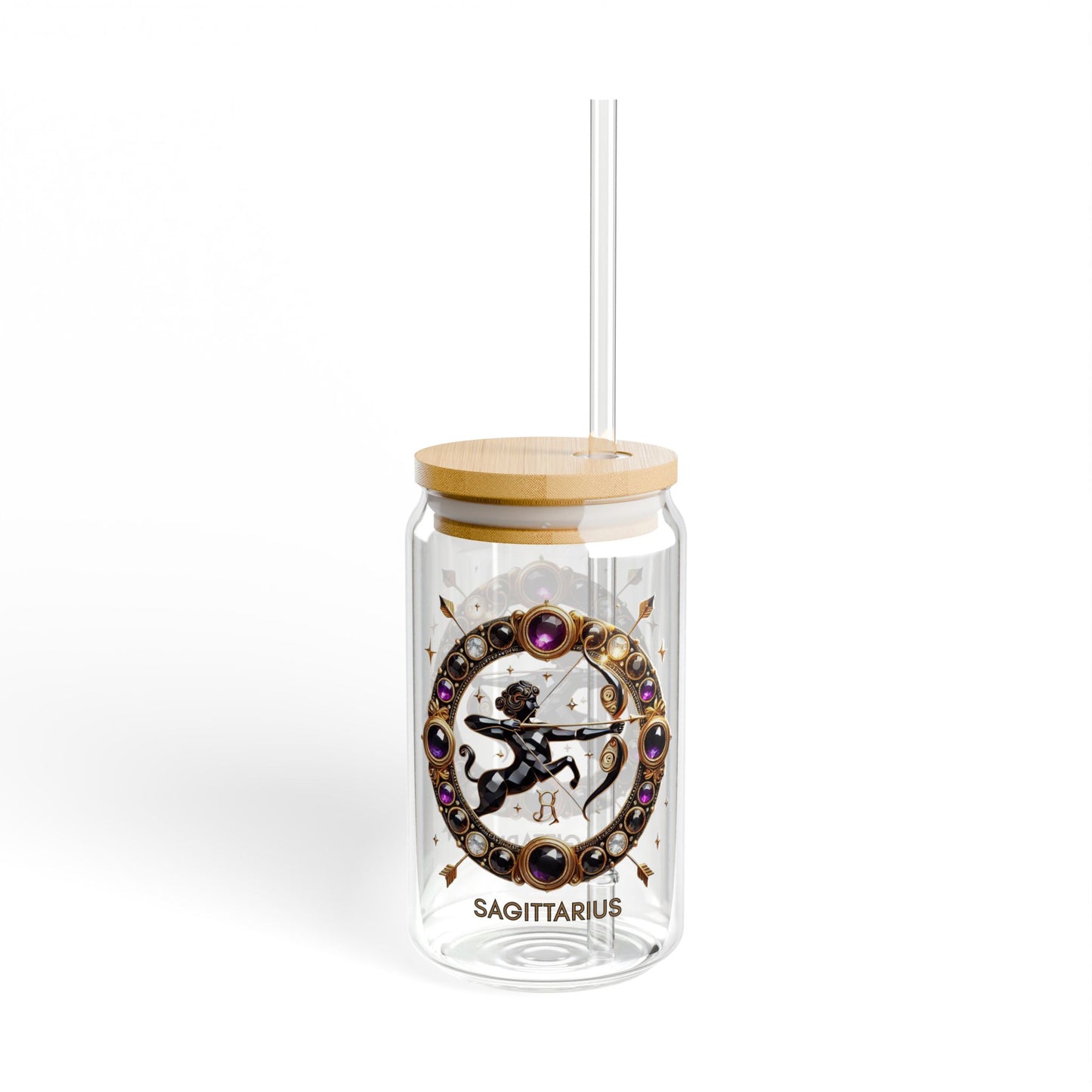 Astrology Sipper Glass, Zodiac Mug, Sagittarius Drinkware, Personalized Gift, Horoscope Cup
