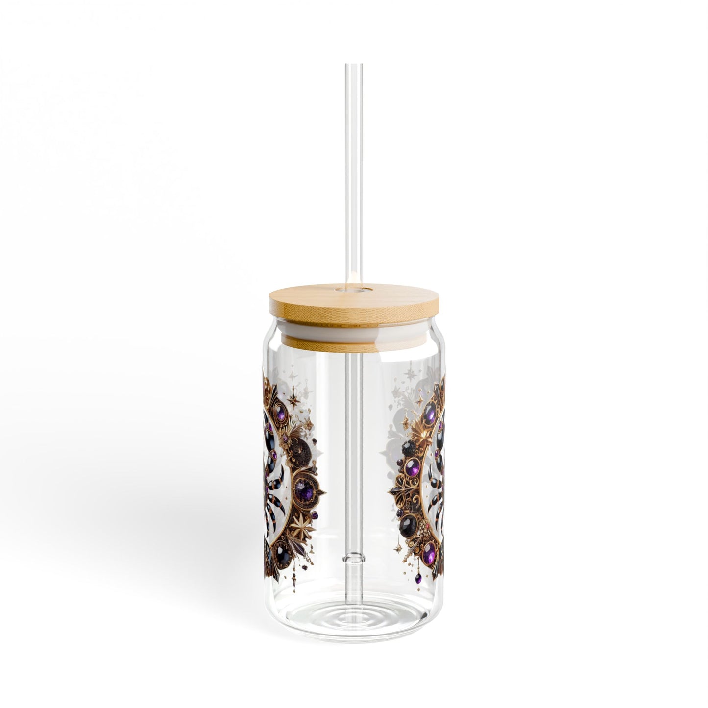 Zodiac Sipper Glass with Straw, 16oz - Unique Cancer Sign Drinkware, Astrological Gift, Home Bar Decor, Eco-Friendly Beverage Container