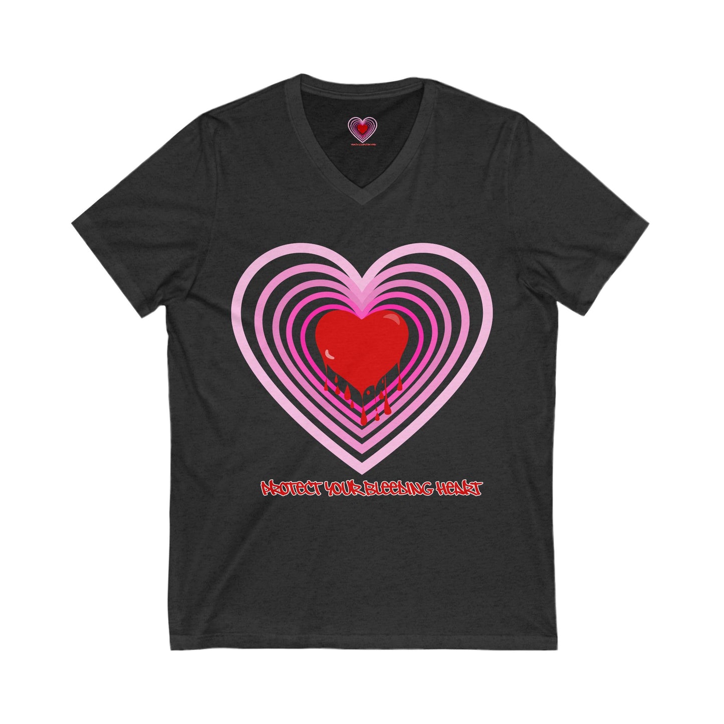 Heart Protection V-Neck Tee, Cute Love Shirt, Valentine's Day Gift, Unisex Graphic Tee, Romantic Wear, Heartfelt Apparel