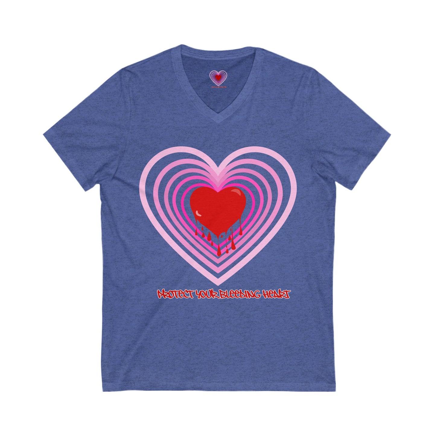 Heart Protection V-Neck Tee, Cute Love Shirt, Valentine's Day Gift, Unisex Graphic Tee, Romantic Wear, Heartfelt Apparel