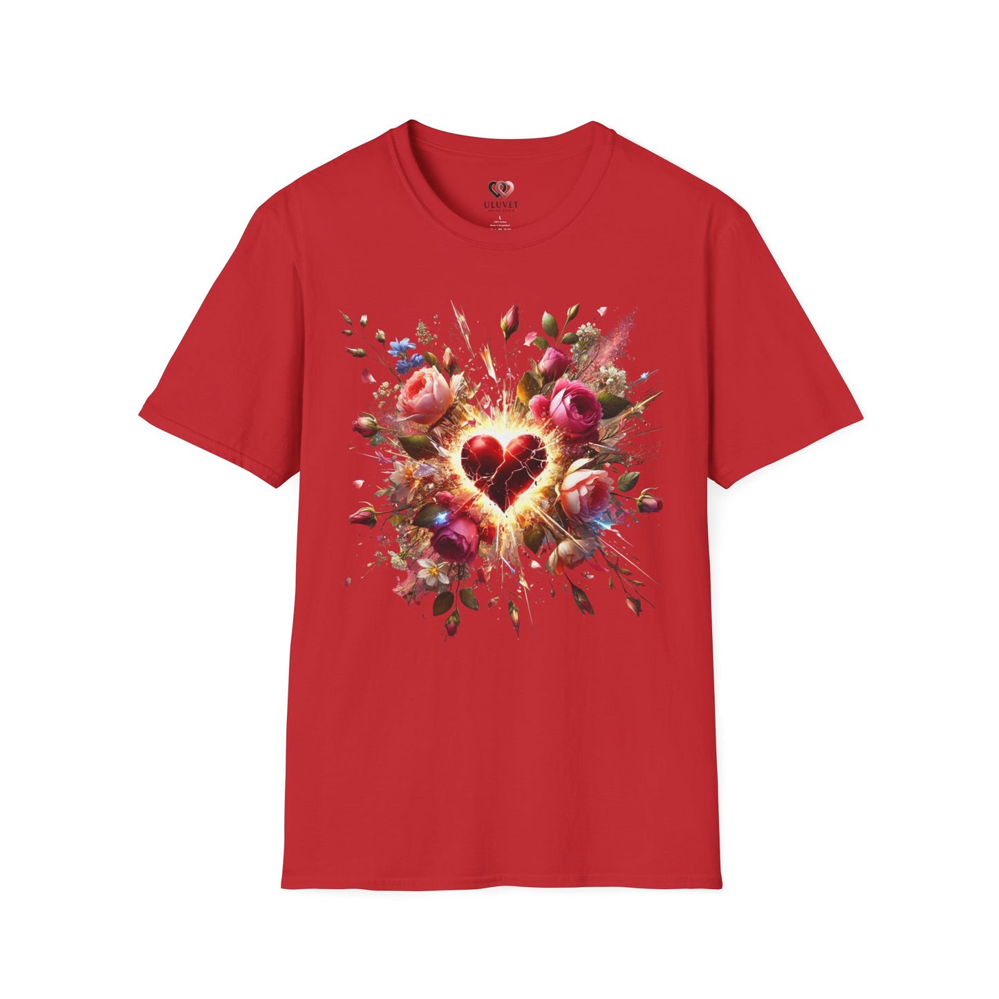 Romantic Floral Heart T-Shirt | Gift for Her | Valentine's Day, Anniversary, Casual Wear, Softstyle Tee, Perfect for Love