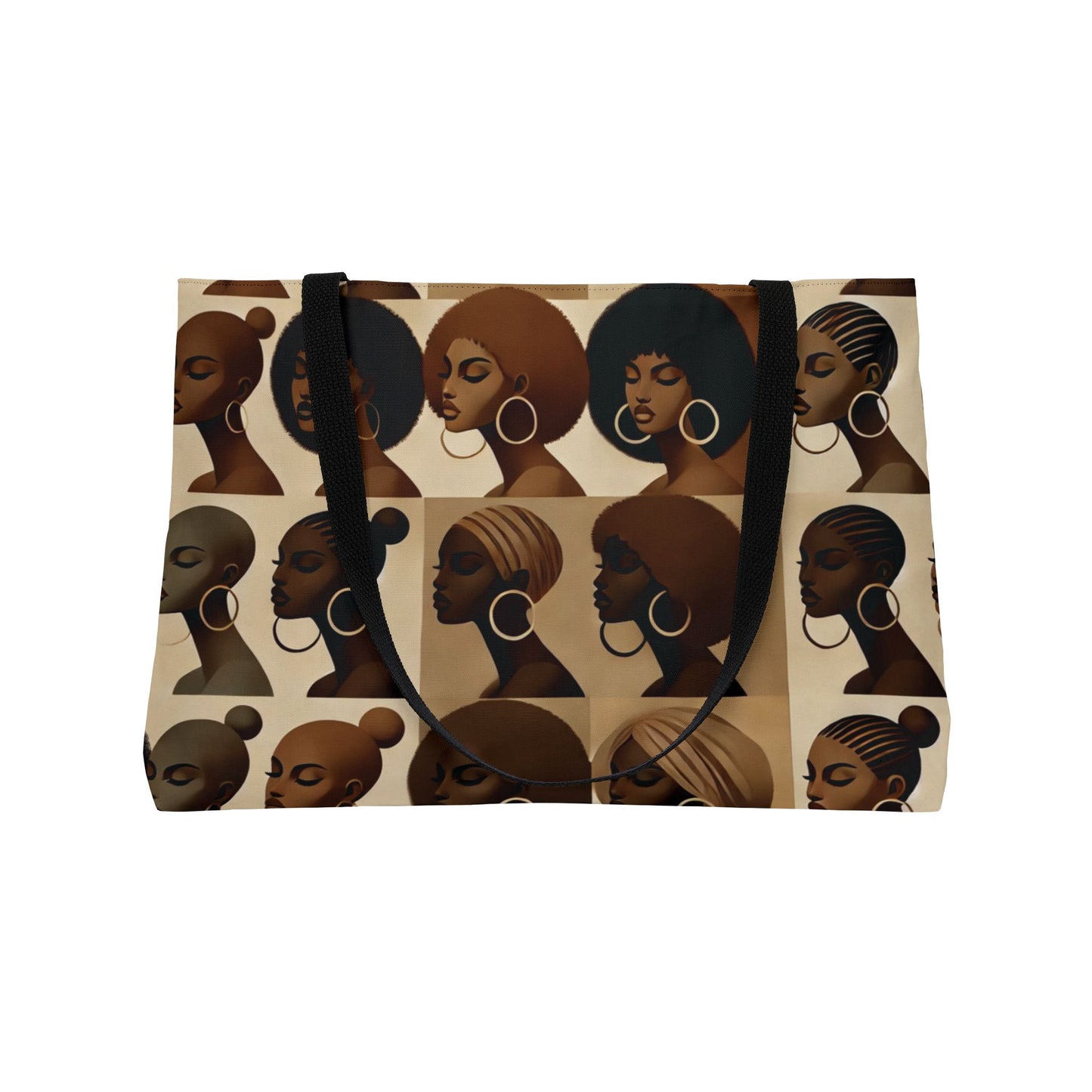 Afrocentric Profile Pattern Weekender Tote Bag. Brown Skin Silhouette Art