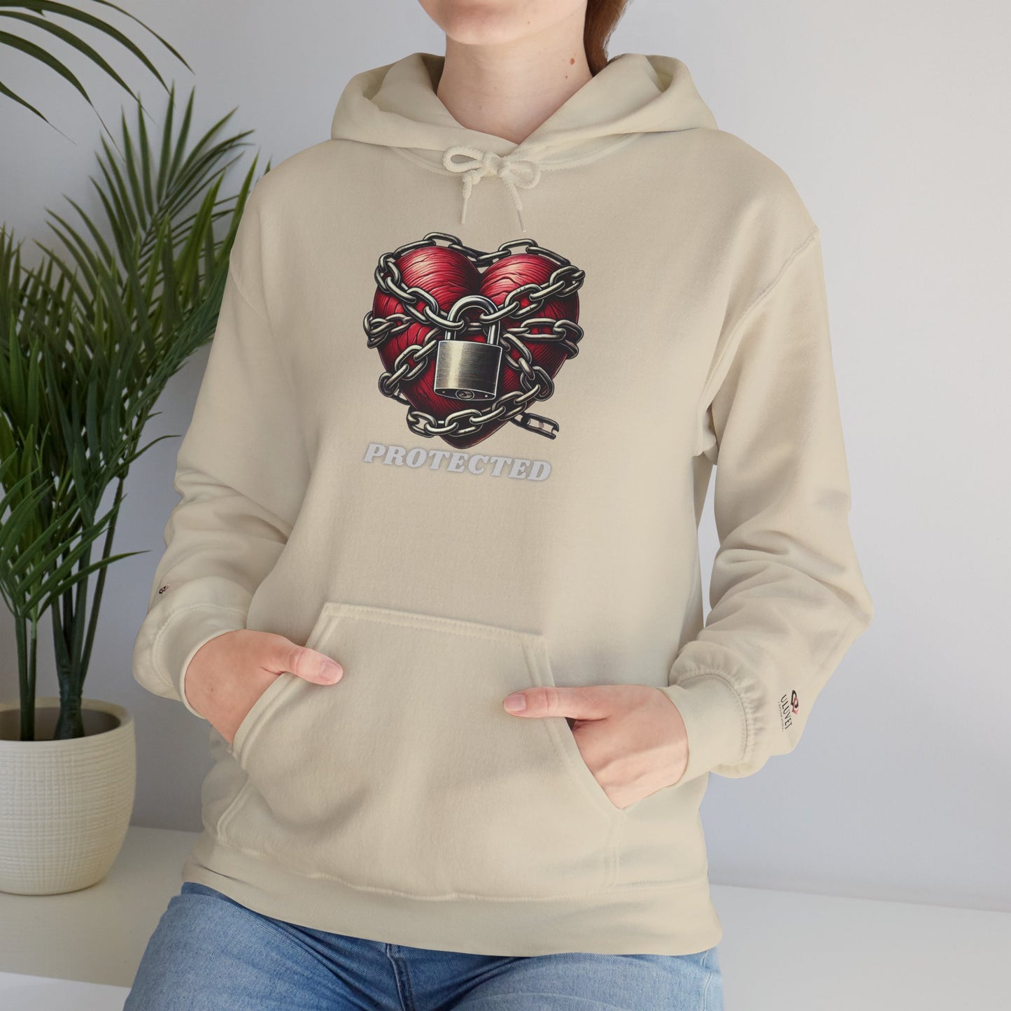 Heart Protector Hoodie - Cozy Unisex Sweatshirt, Valentine’s Day Gift, Graphic Sweatshirt, Trendy Layering Piece, Casual Wear