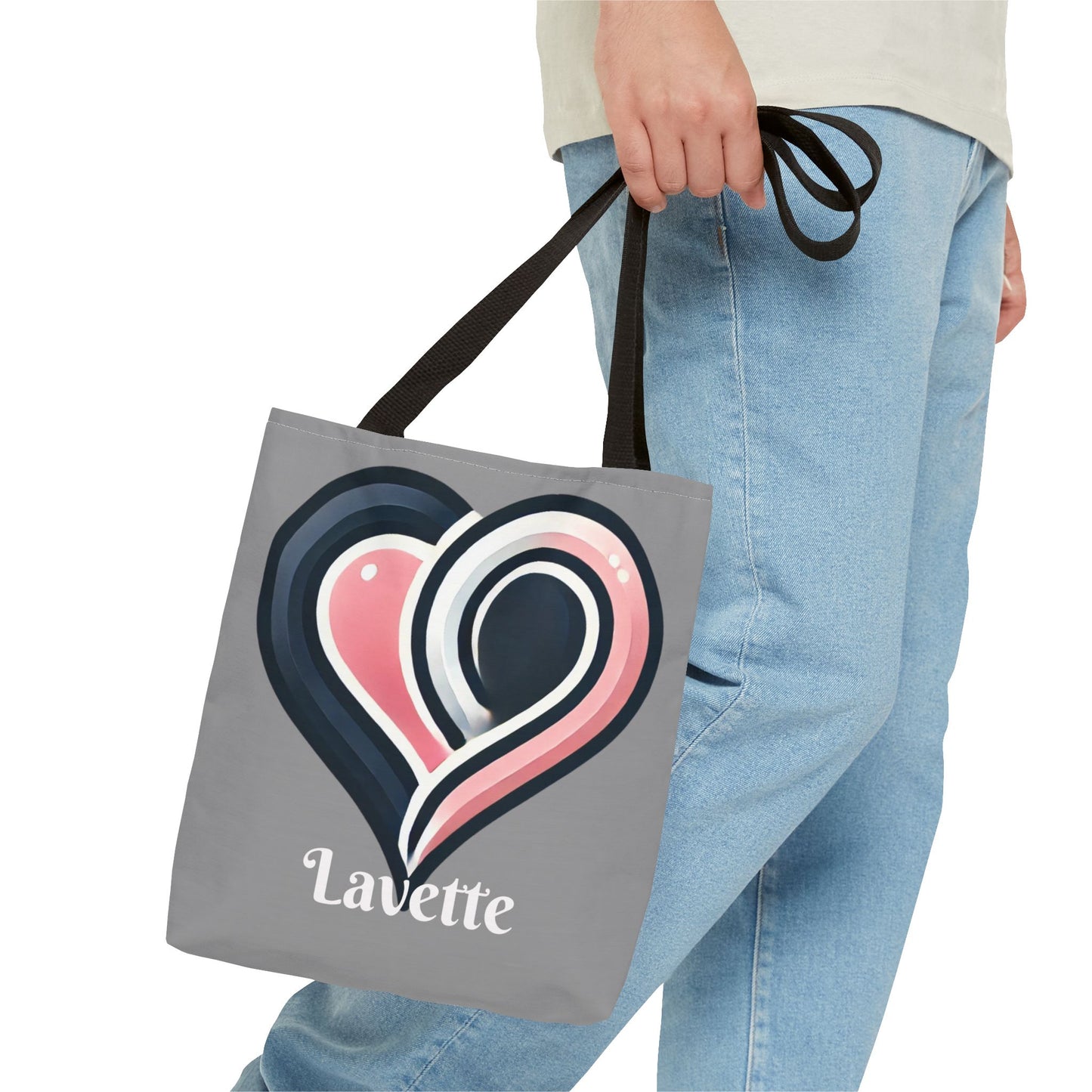 Abstract Heart Tote Bag. Pink & Navy Love Art Tote