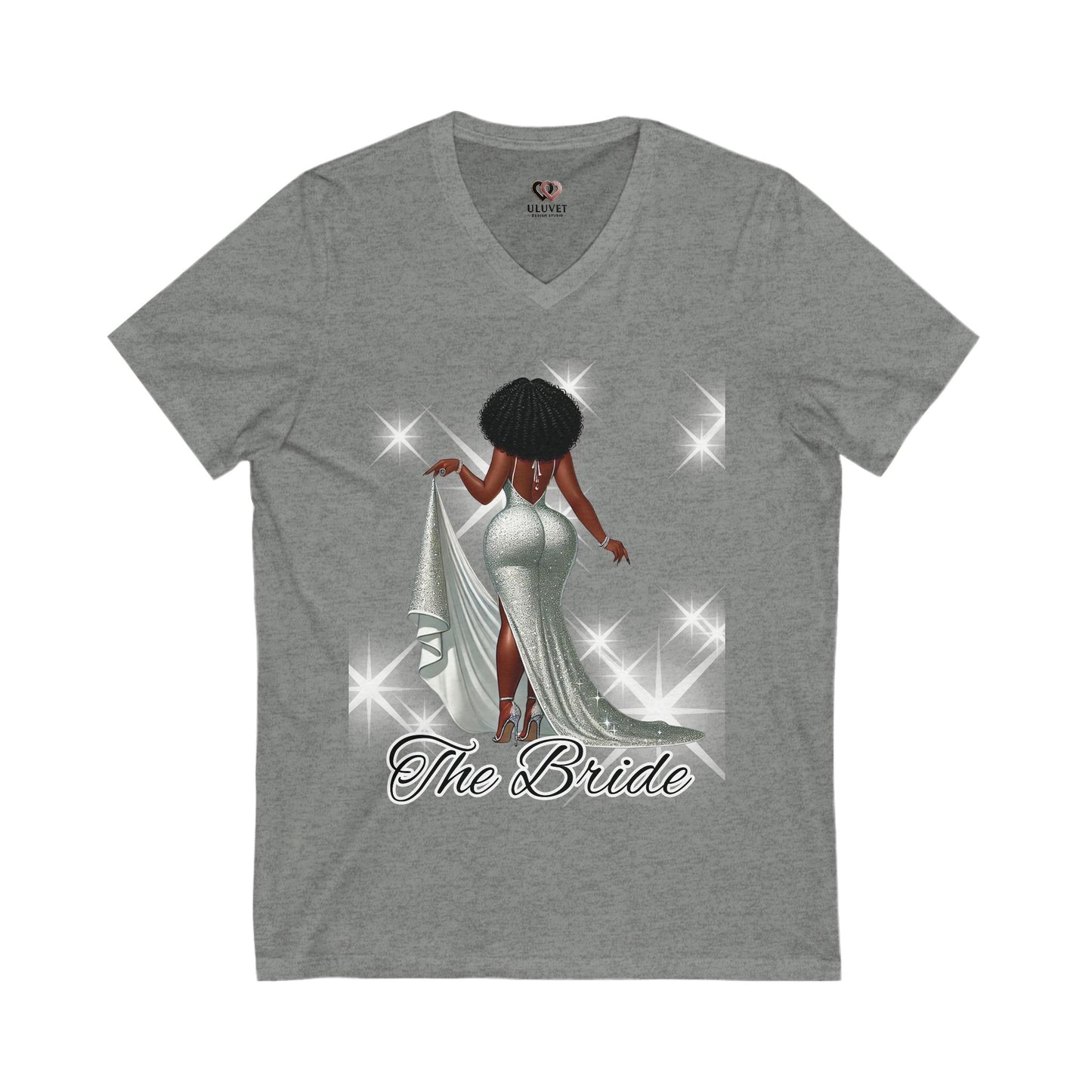 Bridal V-Neck Tee, Elegant Bride Shirt for Weddings, Bride Gift, Bridal Shower Outfit, Anniversary Gift, Bachelorette Party