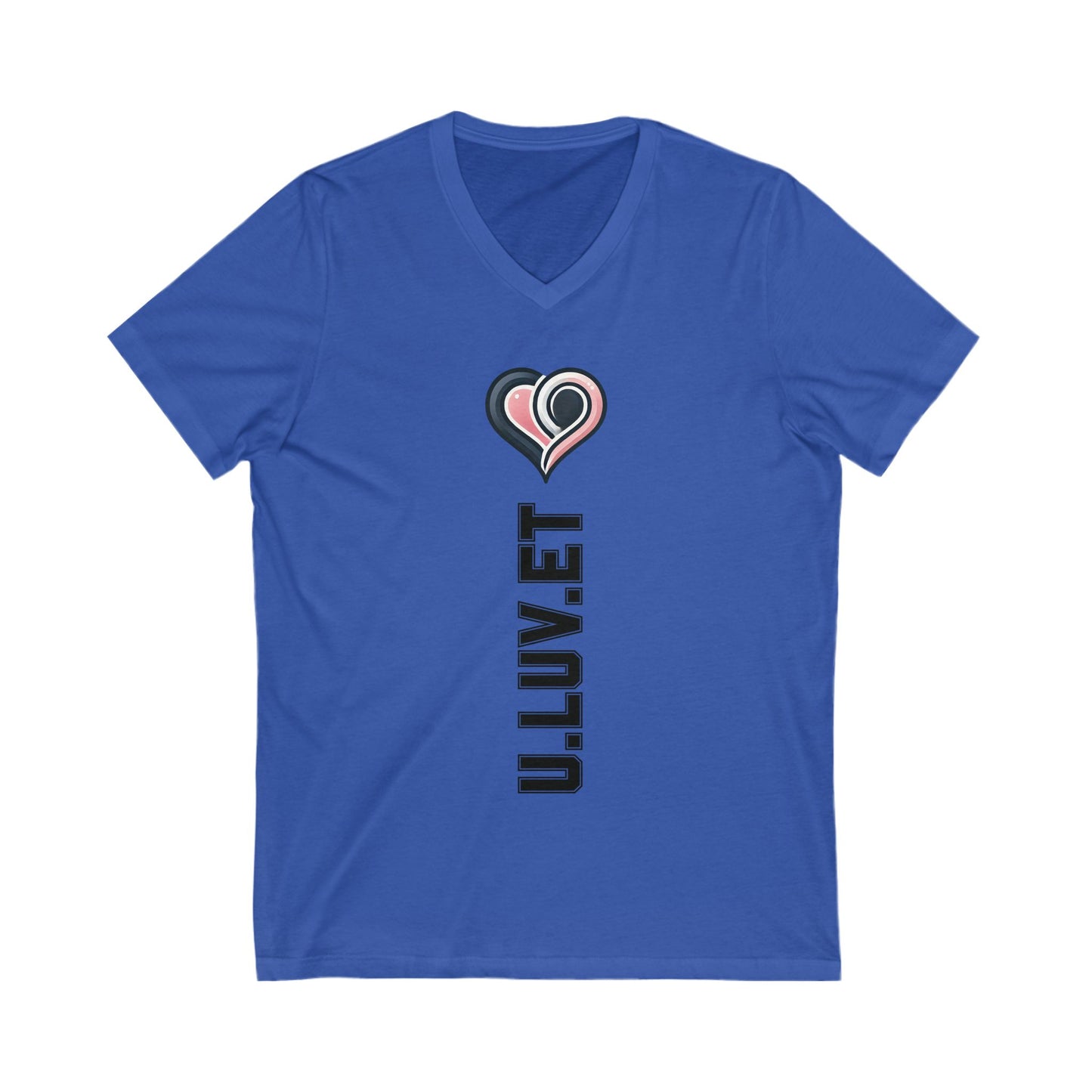 Heartfelt Love V-Neck Tee | Unisex Jersey Short Sleeve Shirt | Perfect for Valentine's, Anniversaries, Casual Wear, Gifts
