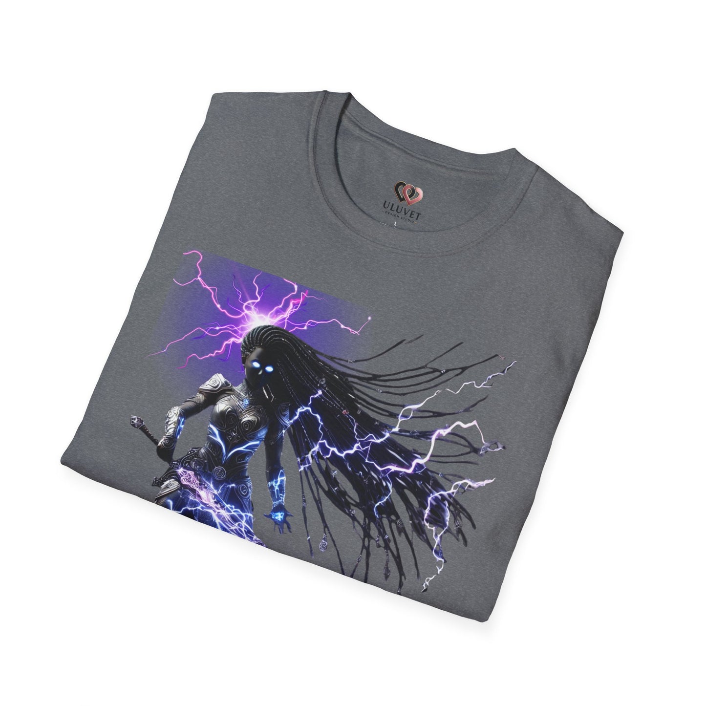 Electrifying Warrior T-Shirt - Unisex Softstyle Tee, Anime Apparel, Boutiques, Gifts for Gamers, Birthday Present, Casual Wear