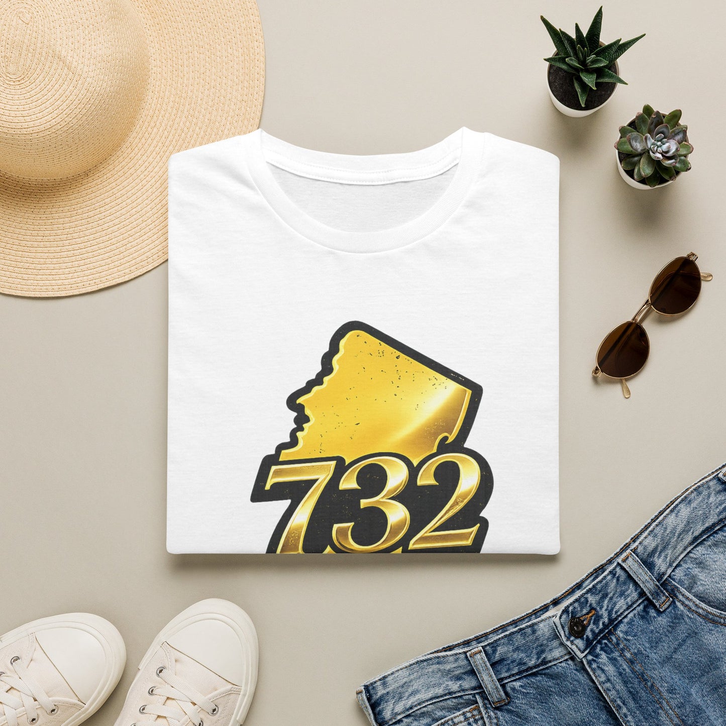 732 New Jersey Map T-Shirt — Gold State Pride Tee