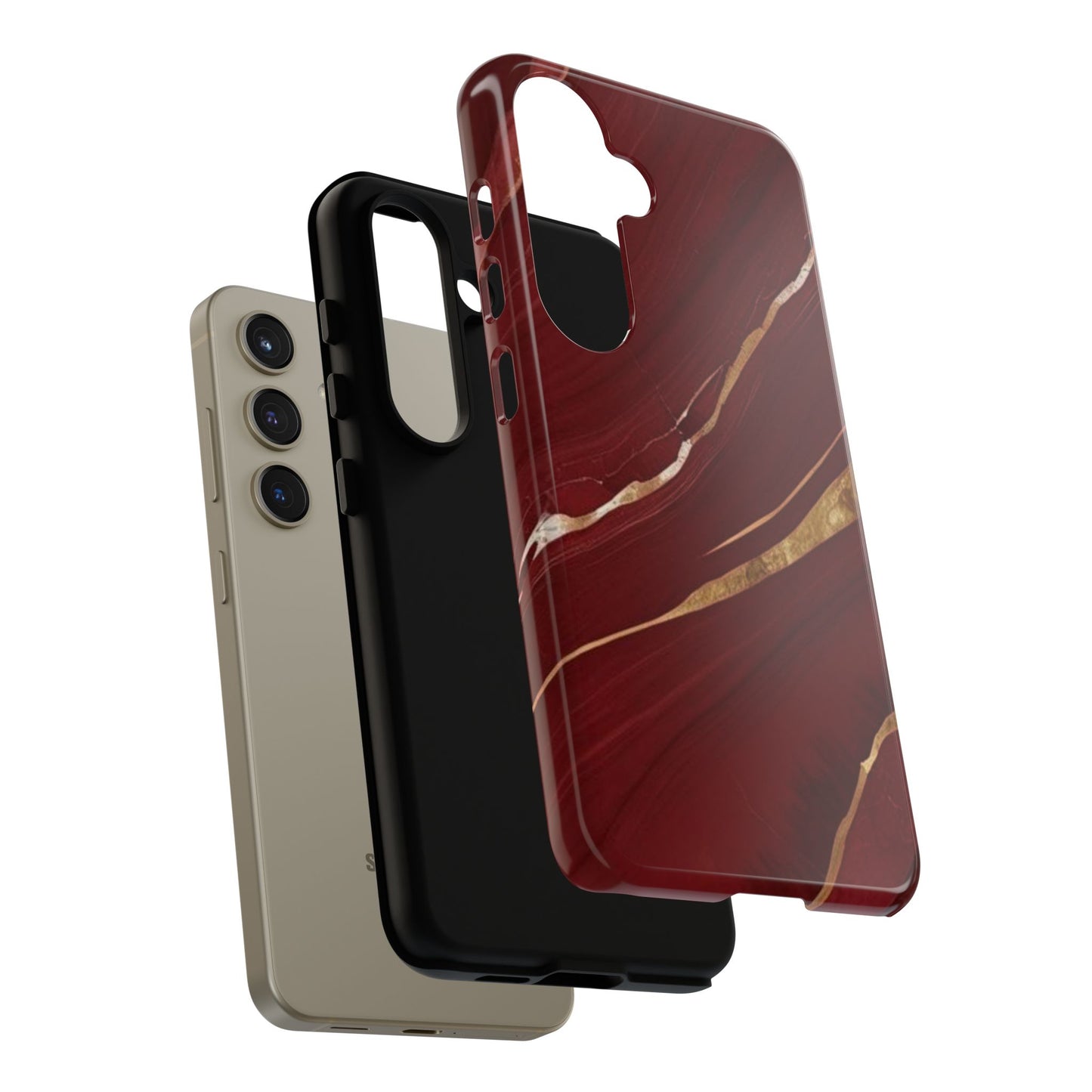 Elegant Red Marble Phone Case - Tough Cases, Stylish Phone Cover, Gift for Her, Luxe Cellphone Protection, Modern Accessories