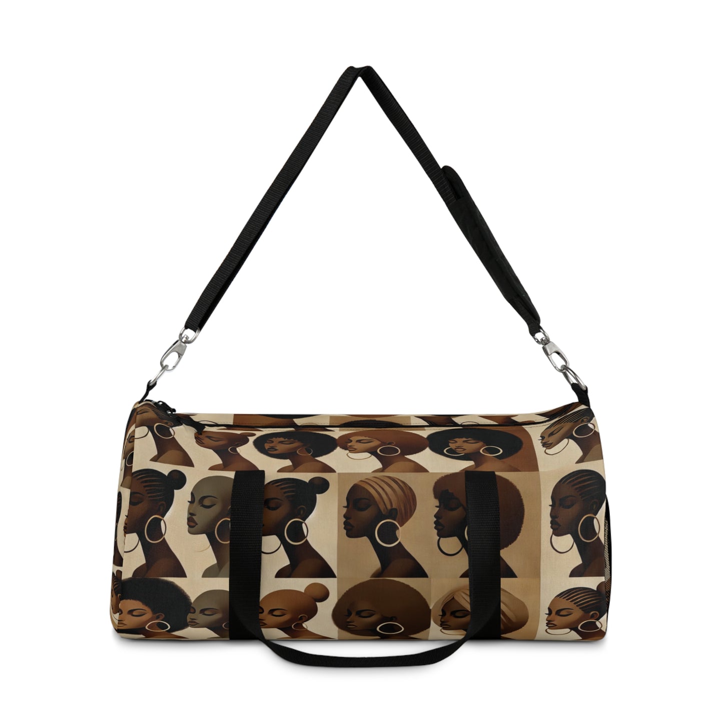 Afrocentric Women Pattern Duffel Bag | Brown Skin Tones, Headwraps
