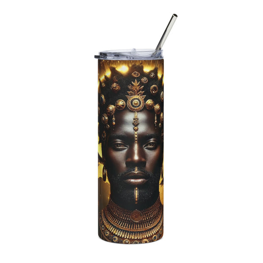 African Queen Stainless Steel Tumbler — 20oz Insulated Travel Cup with Regal Golden Portrait