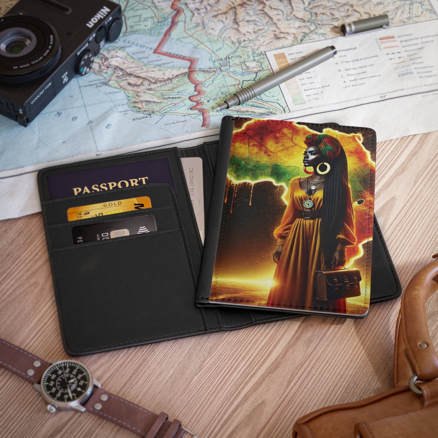 African Queen Silhouette Passport Cover | Afrocentric Woman, Map of Africa