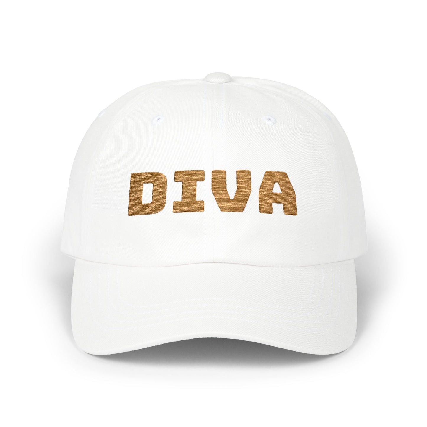 Diva Classic Dad Cap, Trendy White Hat, Casual Wear, Gift for Her, Stylish Sun Hat, Perfect for Summer Days