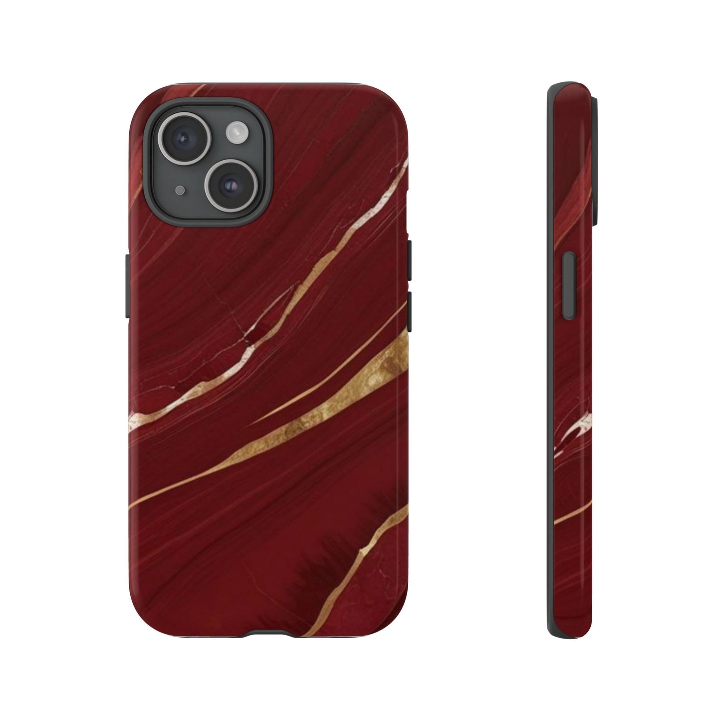 Elegant Red Marble Phone Case - Tough Cases, Stylish Phone Cover, Gift for Her, Luxe Cellphone Protection, Modern Accessories