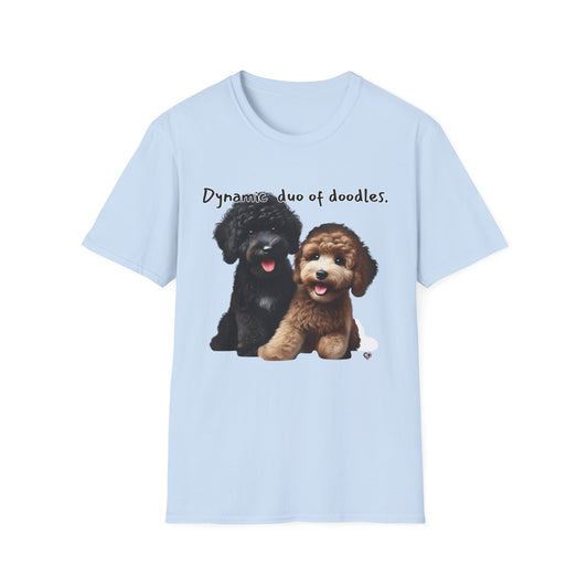 Dynamic Duo of Doodles Unisex T-Shirt, Cute Dog Lover Gift, Pet Owner Tee, Fun Animal Shirt, Perfect for Birthdays, Dog Lovers, Casual Wear