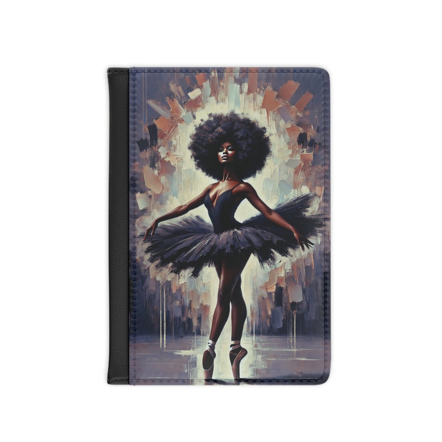 Ballerina Afro Passport Cover Artistic Black Swan Travel Wallet