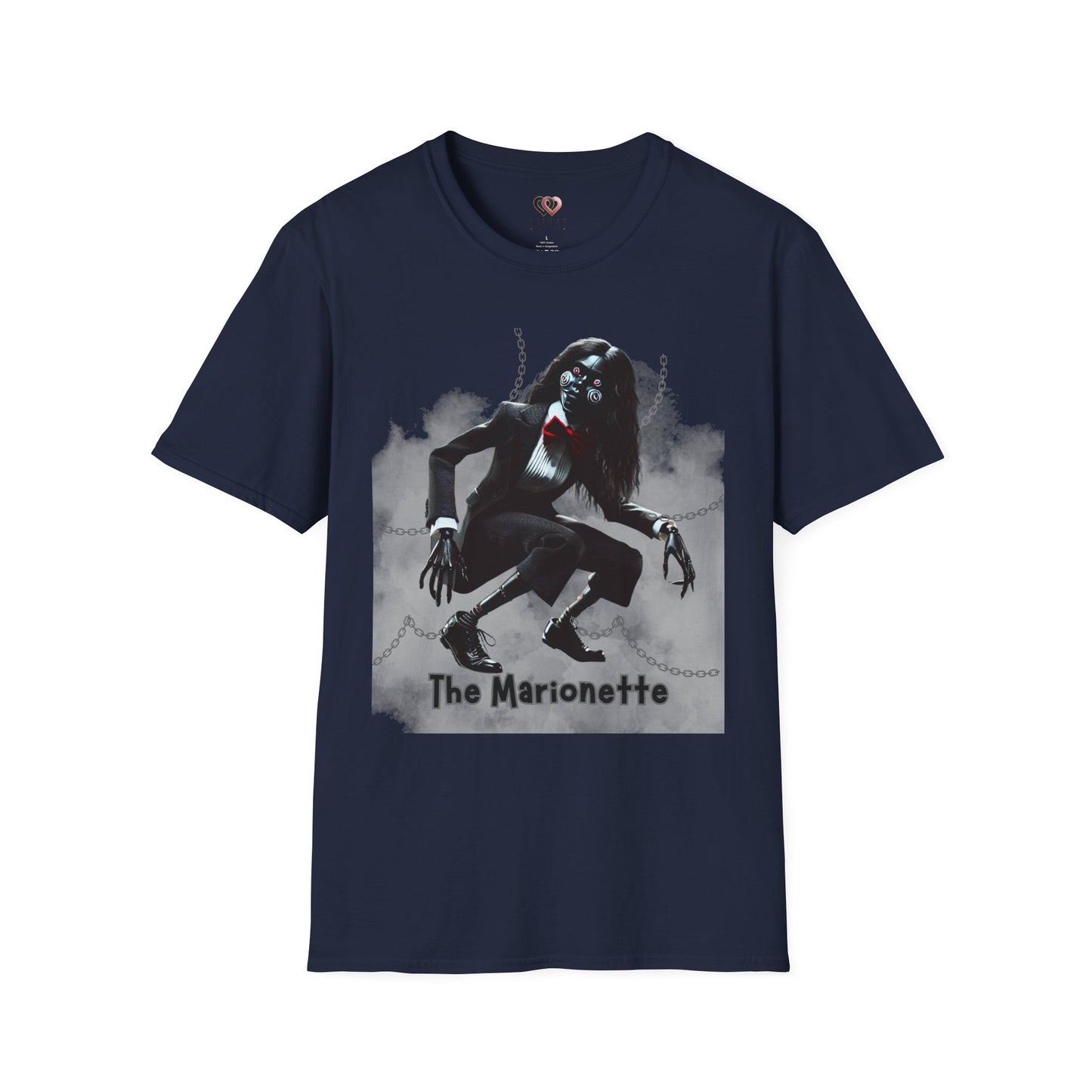 The Marionette Unisex Softstyle T-Shirt | Spooky Halloween Tee, Horror Clothing, Unique Graphic Shirt, Gift for Horror Lovers