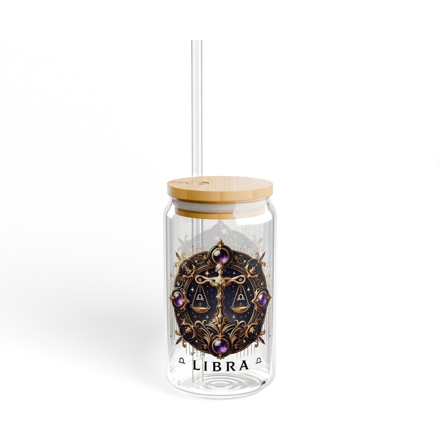 Libra Sipper Glass, 16oz - Zodiac Drinkware, Astrology Glass, Gift for Libra, Personalized Glass, Eco-Friendly Straw Cup