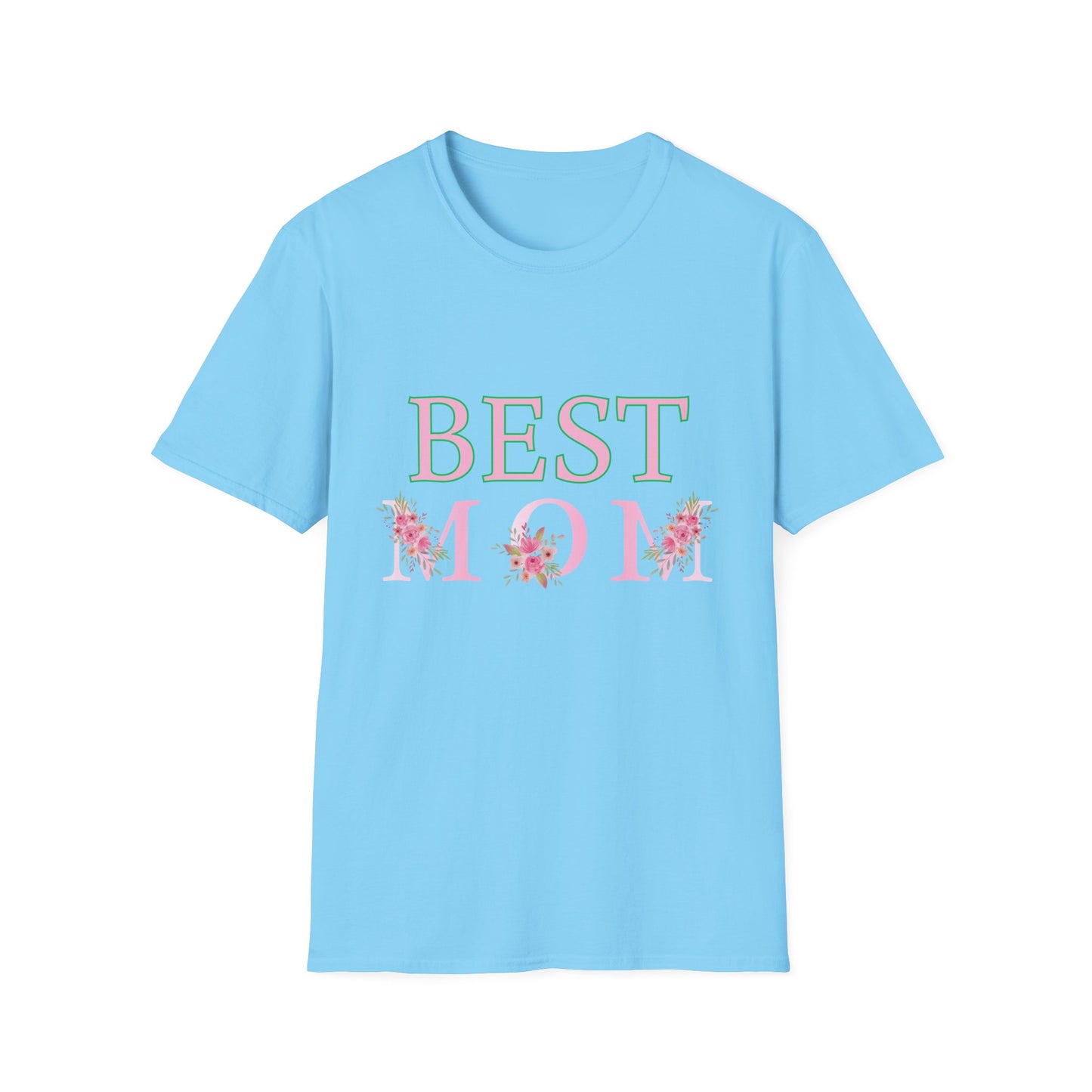 Best Mom Unisex Softstyle T-Shirt | Perfect Gift for Mother's Day, Birthday, Casual Wear, Floral Design, Family Gatherings