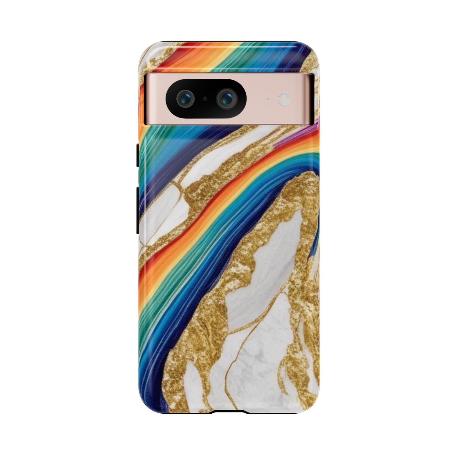 Colorful Marble Phone Case with Rainbow Design, Tough Phone Cover, Customizable Gift, Trendy Cell Accessories, Unique Style