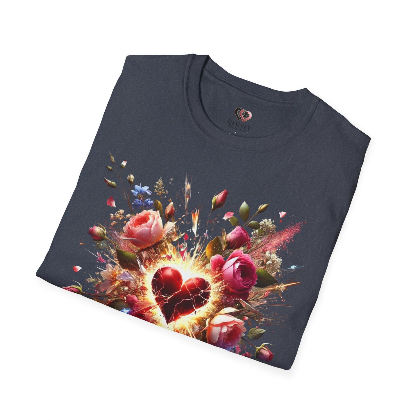 Romantic Floral Heart T-Shirt | Gift for Her | Valentine's Day, Anniversary, Casual Wear, Softstyle Tee, Perfect for Love