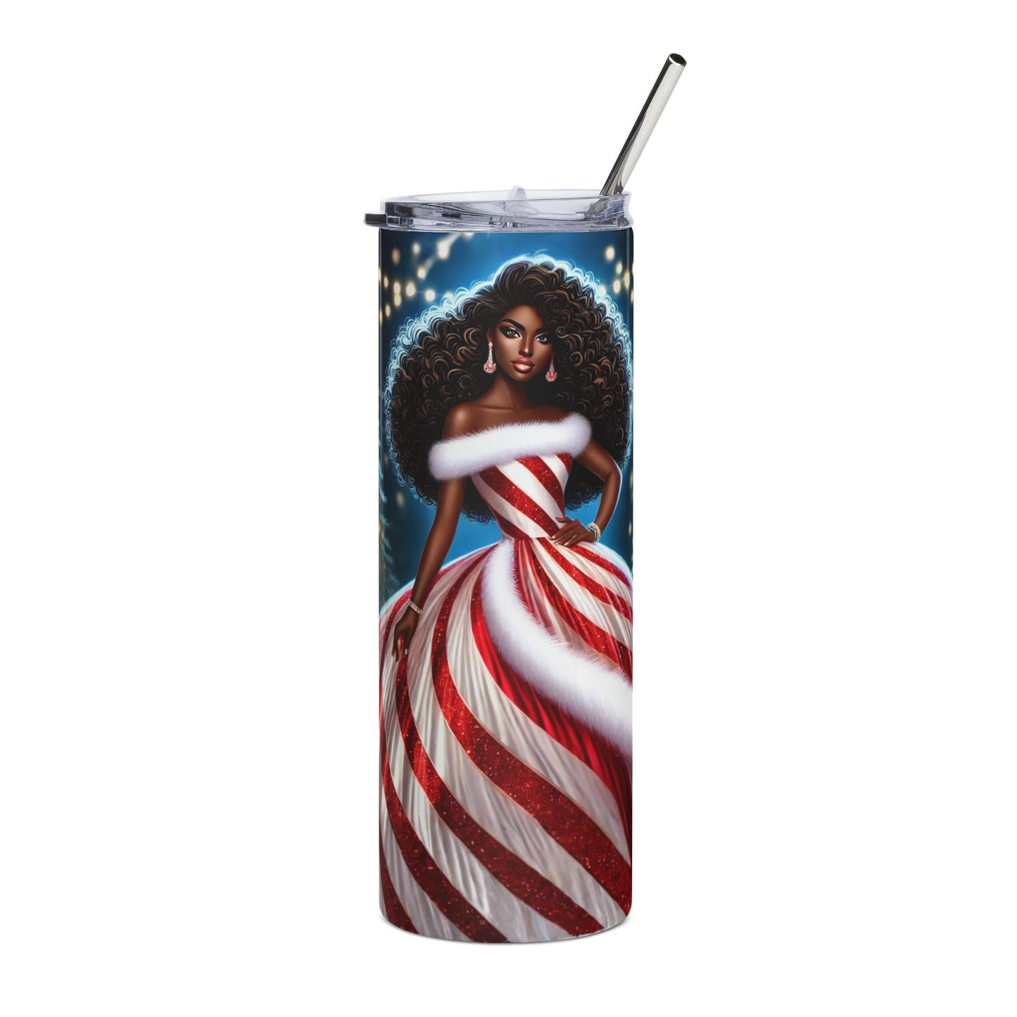 Festive Stainless Steel Tumbler with Holiday Design