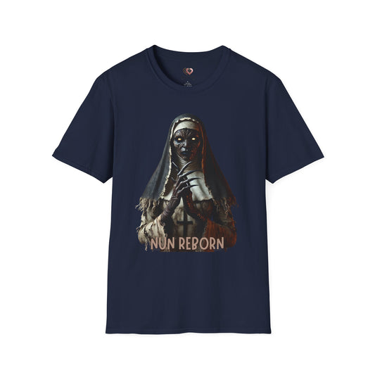 Nun Reborn Graphic T-Shirt, Unisex Tee, Gothic Apparel, Horror Fan Gift, Spooky Fashion, Halloween Wear, Unique Statement Shirt