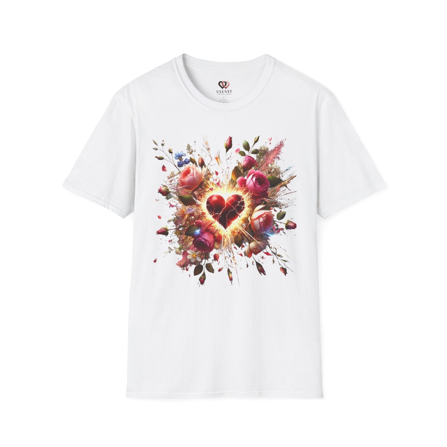 Romantic Floral Heart T-Shirt | Gift for Her | Valentine's Day, Anniversary, Casual Wear, Softstyle Tee, Perfect for Love